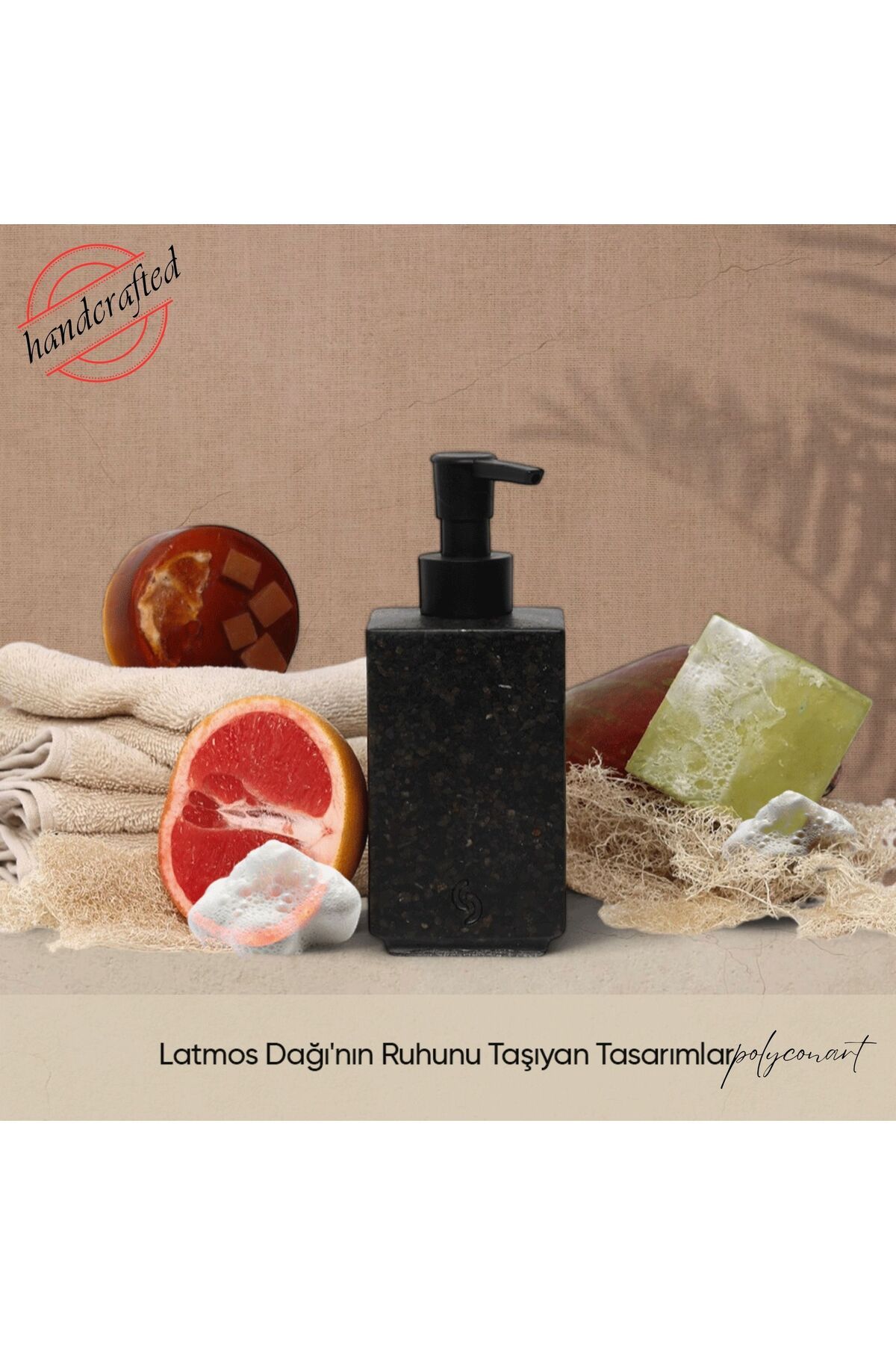 Polyconart SALBAKOS SİYAH TAŞ SIVI SABUNLUK BANYO MUTFAK BETON SABUNLUK 250ml BULAŞIK DETERJANI
