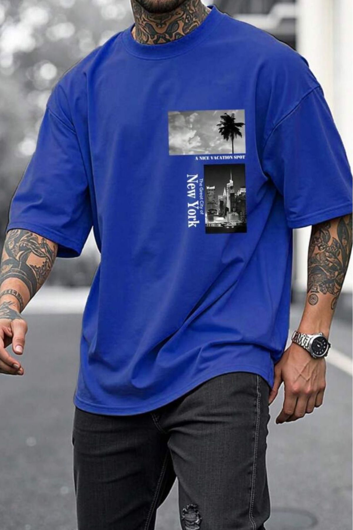 Shine Stone A Nice Baskılı Unisex Bisiklet Yaka Tshirt