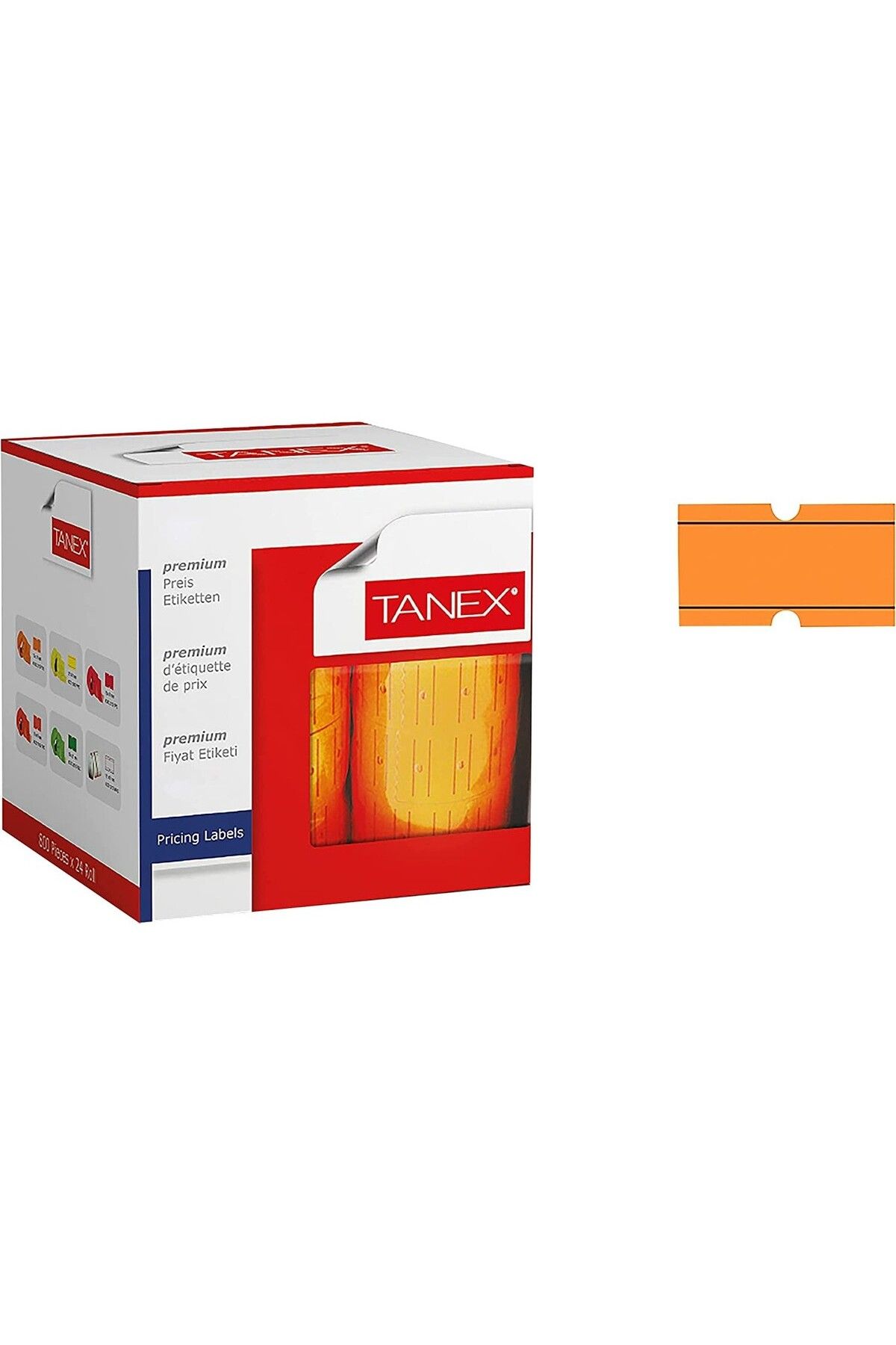 Tanex 12X21 mm Tanex Çizgili Flo Turuncu Etiketi