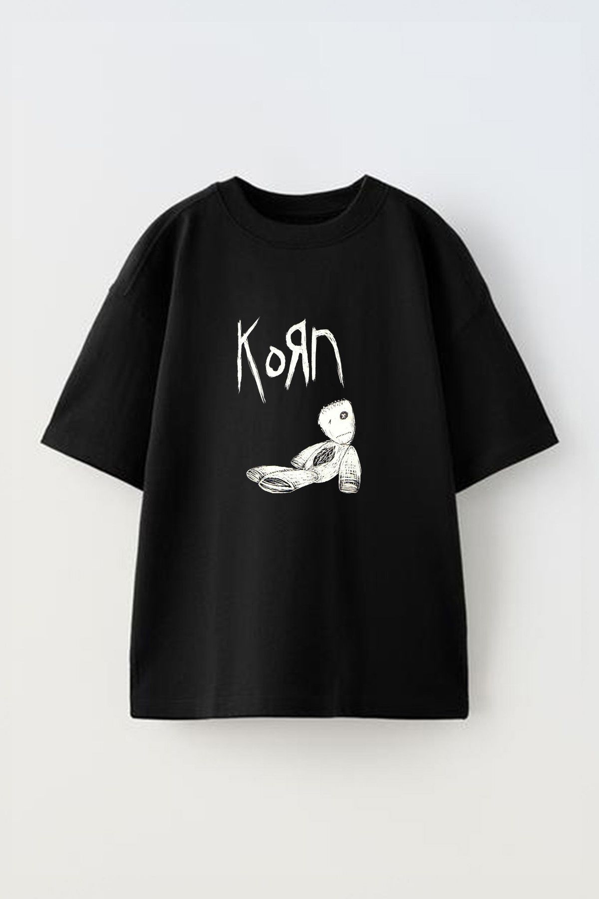 Anetos Korn Baby Ön Baskılı Pamuk Siyah Oversize T-shirt