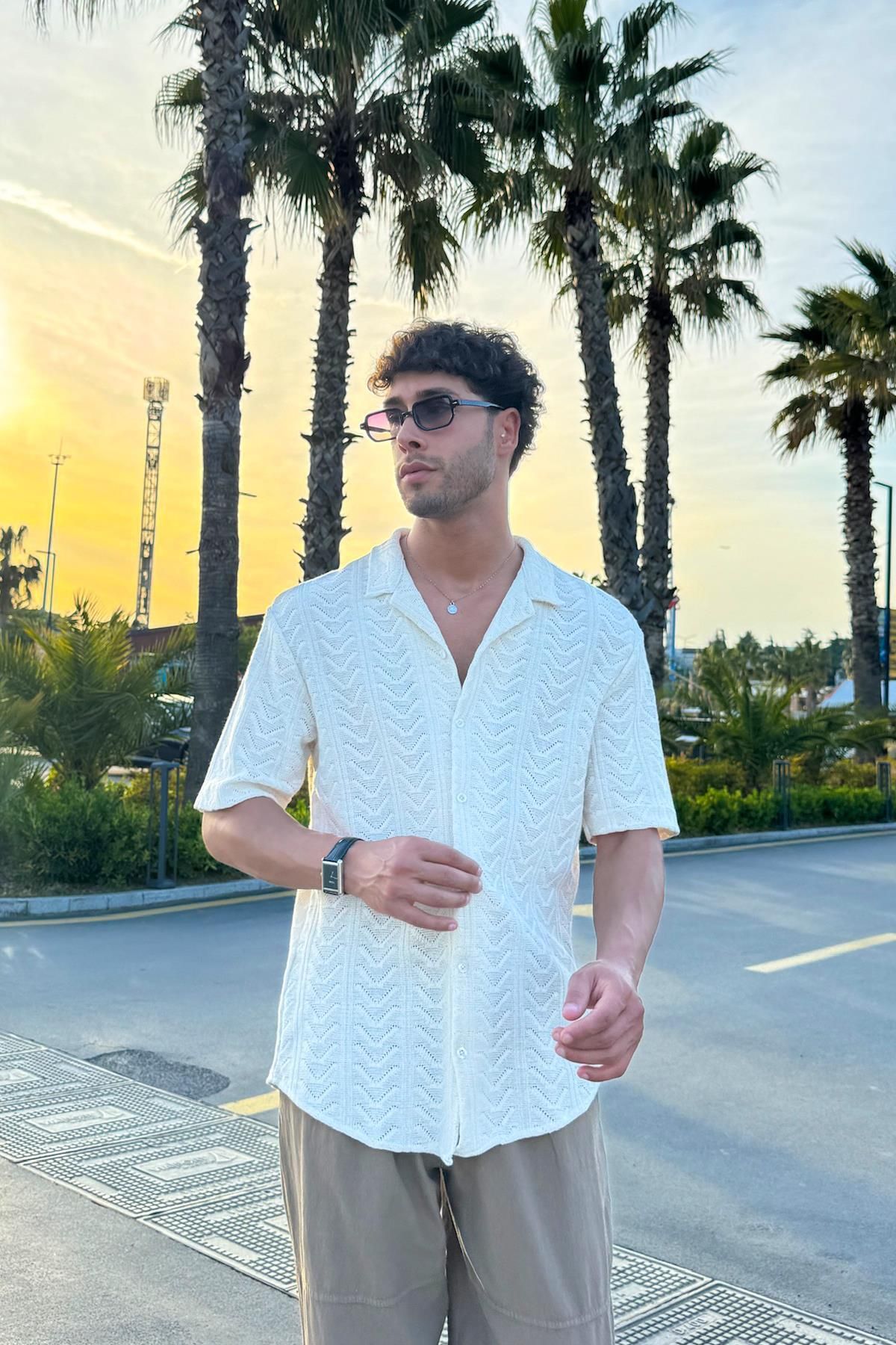 Flaw Wear Dokulu Bej Kroşe Gömlek