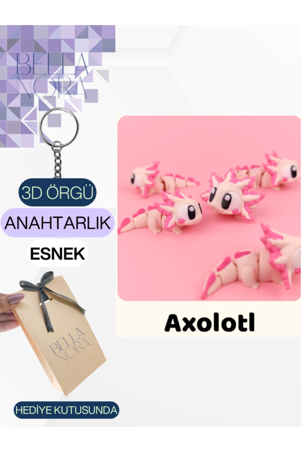 Bellanora Örgü Anahtarlık Sevilen Esneyebilir Sevimli Hayvanlar Amigurumi Çanta Süsü Özel Hediye Kutusunda