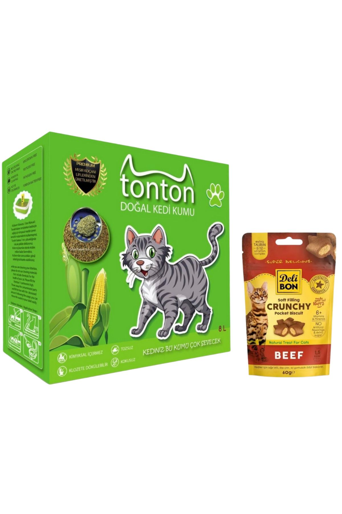 Tonton Kedi Kumu 8 Litre + Crunchy Kedi Ödül Hediye