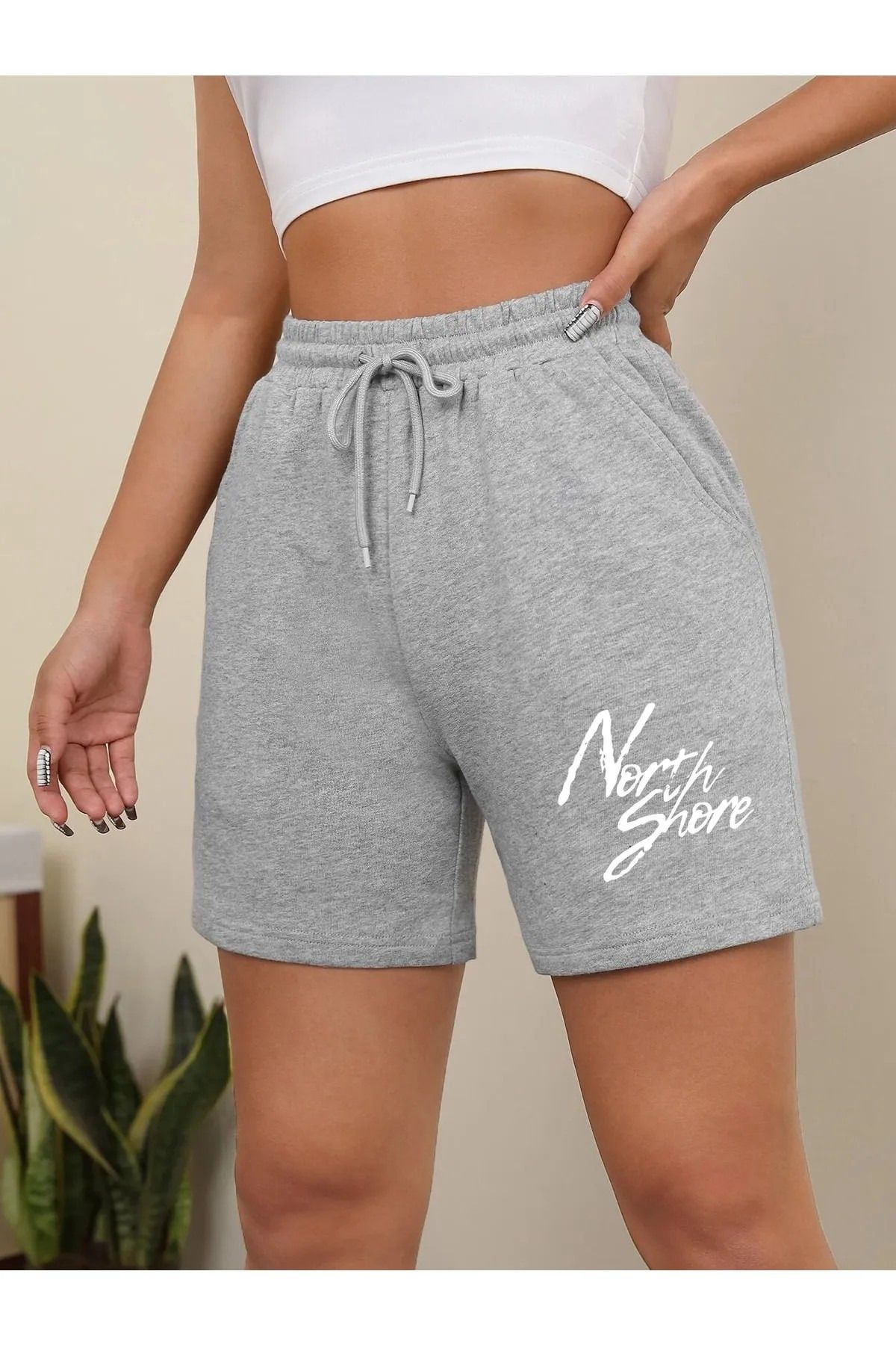 Drapara Sportwear gri newyork Baskılı Şort