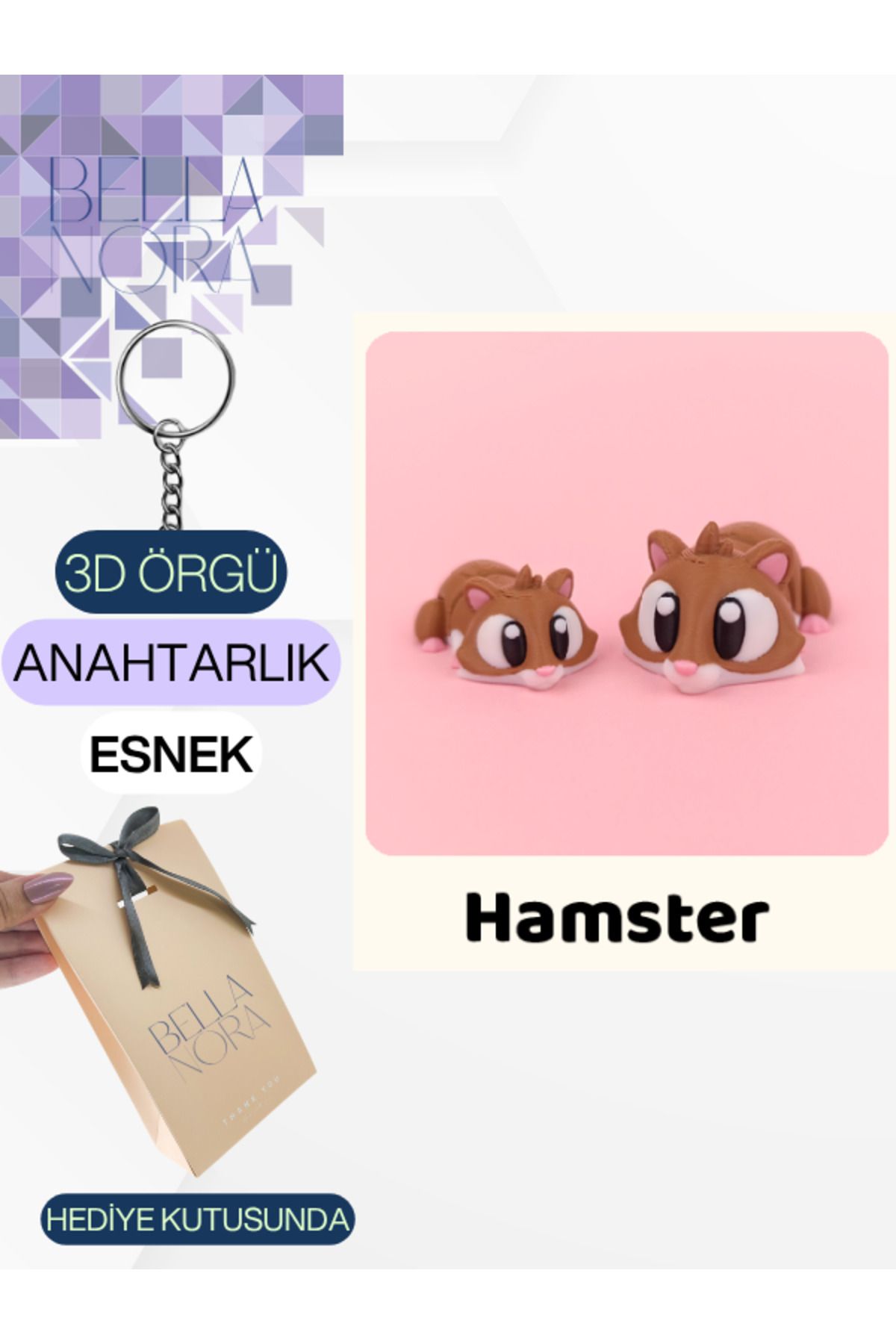 Bellanora Örgü Anahtarlık Sevilen Esneyebilir Sevimli Hayvanlar Amigurumi Çanta Süsü Özel Hediye Kutusunda