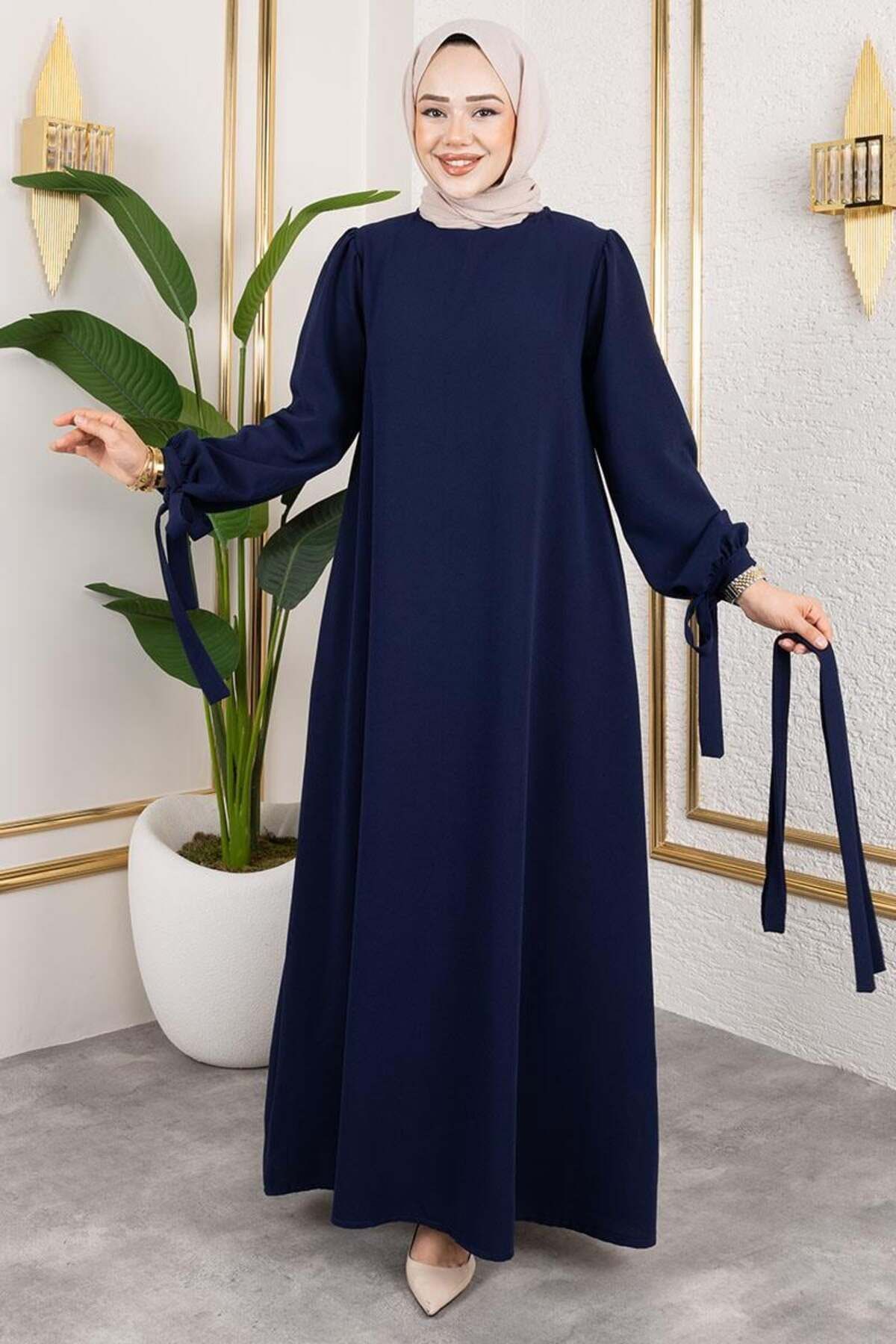 Mec Fashion Manşeti Bağcıklı Tesettür Elbise