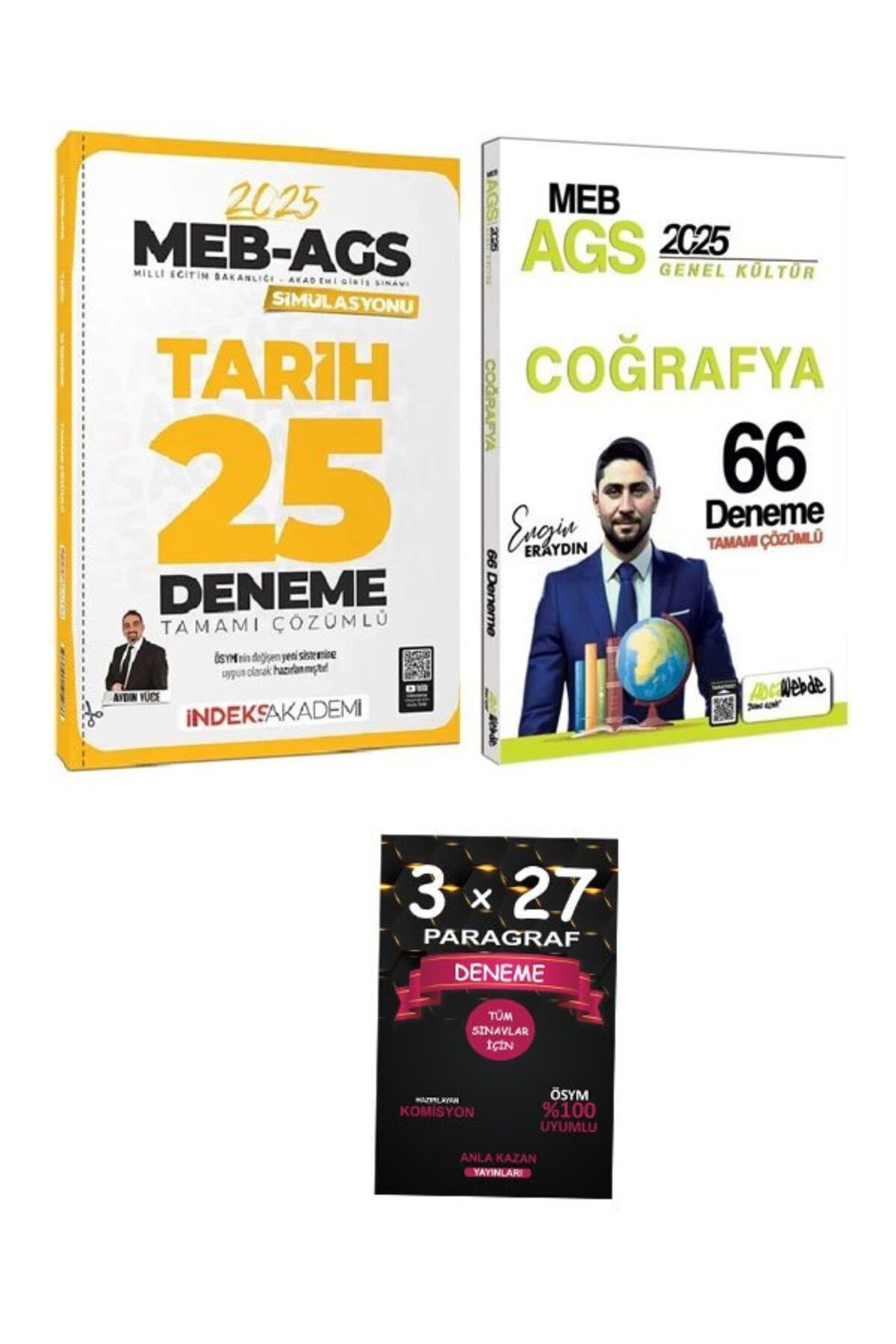 Anla Kazan Yayınları HocaWebde + İndeks 2025 MEB-AGS Türkiye Coğrafyası + Tarih 66+25 Deneme 2 li Set + ANLA Kazan PArag