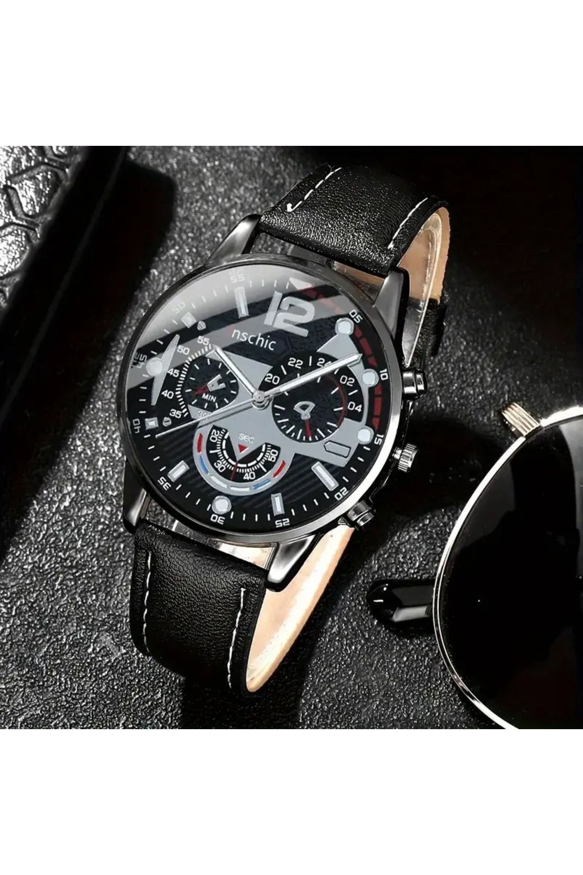 Feron accessories Erkek Spor Kronograf Deri Kordonlu Analog Kol Saati TM-508