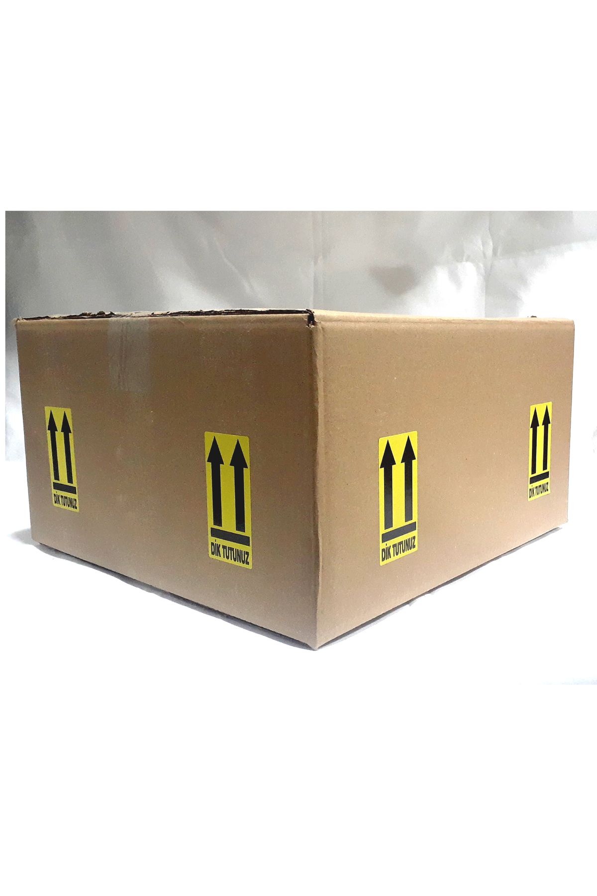 DİJİTAL BARKOD Dik Tutunuz Dikkat Kırılır Sarı Zemin Sticker Kargo Uyarı 50X100mm.-100 Adet