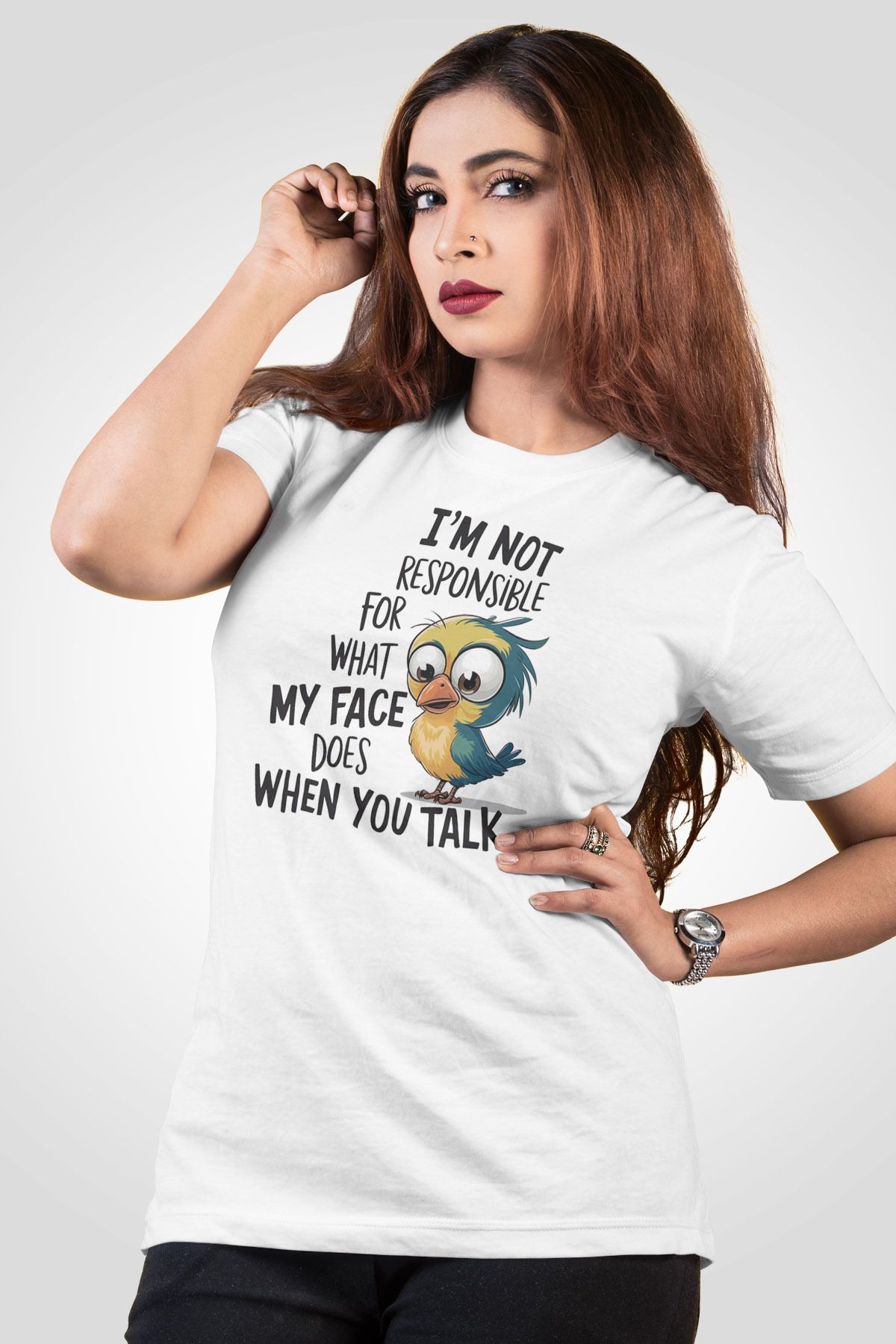 qoeuyl boutique I'M Not Responsıble For What Baskılı Unisex Regular Fit Pamuklu Beyaz Tişört