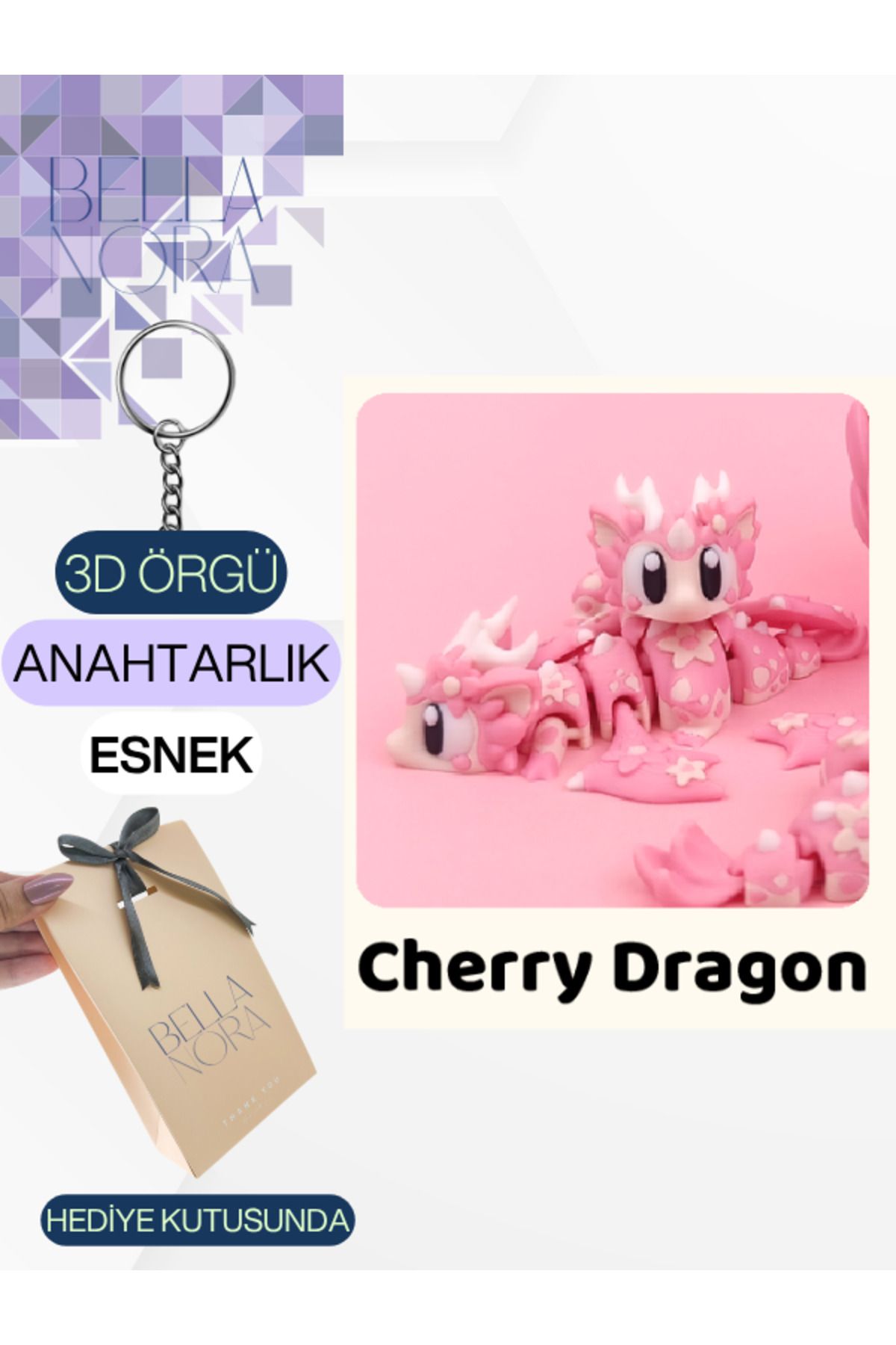 Bellanora Örgü Anahtarlık Sevilen Esneyebilir Sevimli Hayvanlar Amigurumi Çanta Süsü Özel Hediye Kutusunda