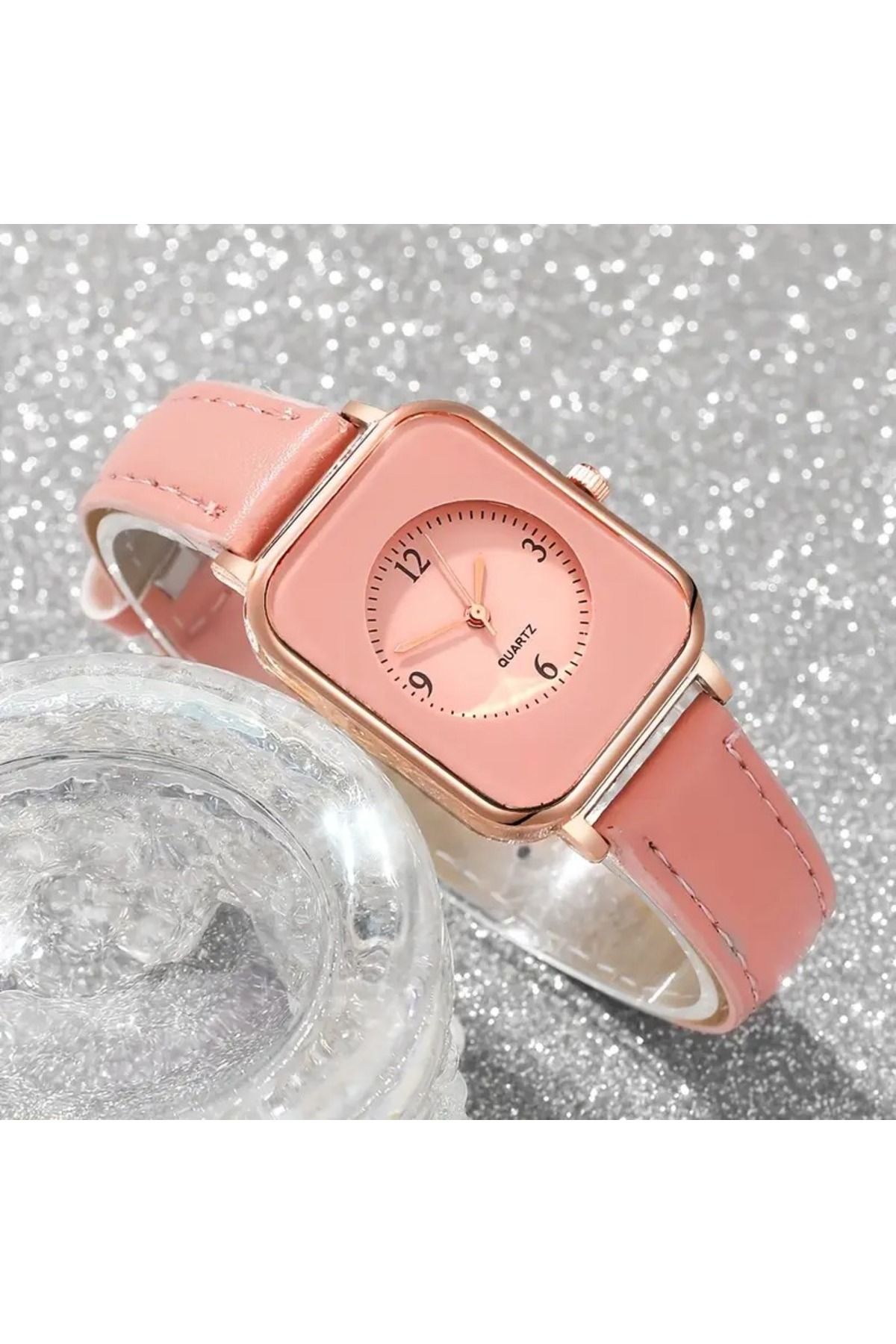 Feron accessories Kadın Şık Deri Kordonlu Kare Kasa Quartz Kol Saati - 3 Renk B-104
