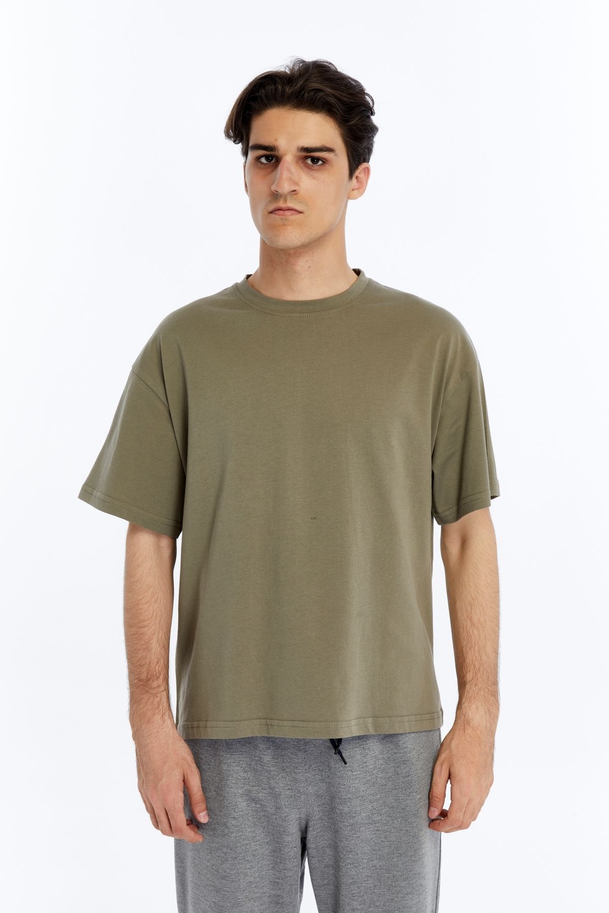 AXXEL Erkek Oversize Kısa Kollu Bisiklet Yaka Tişört-D806