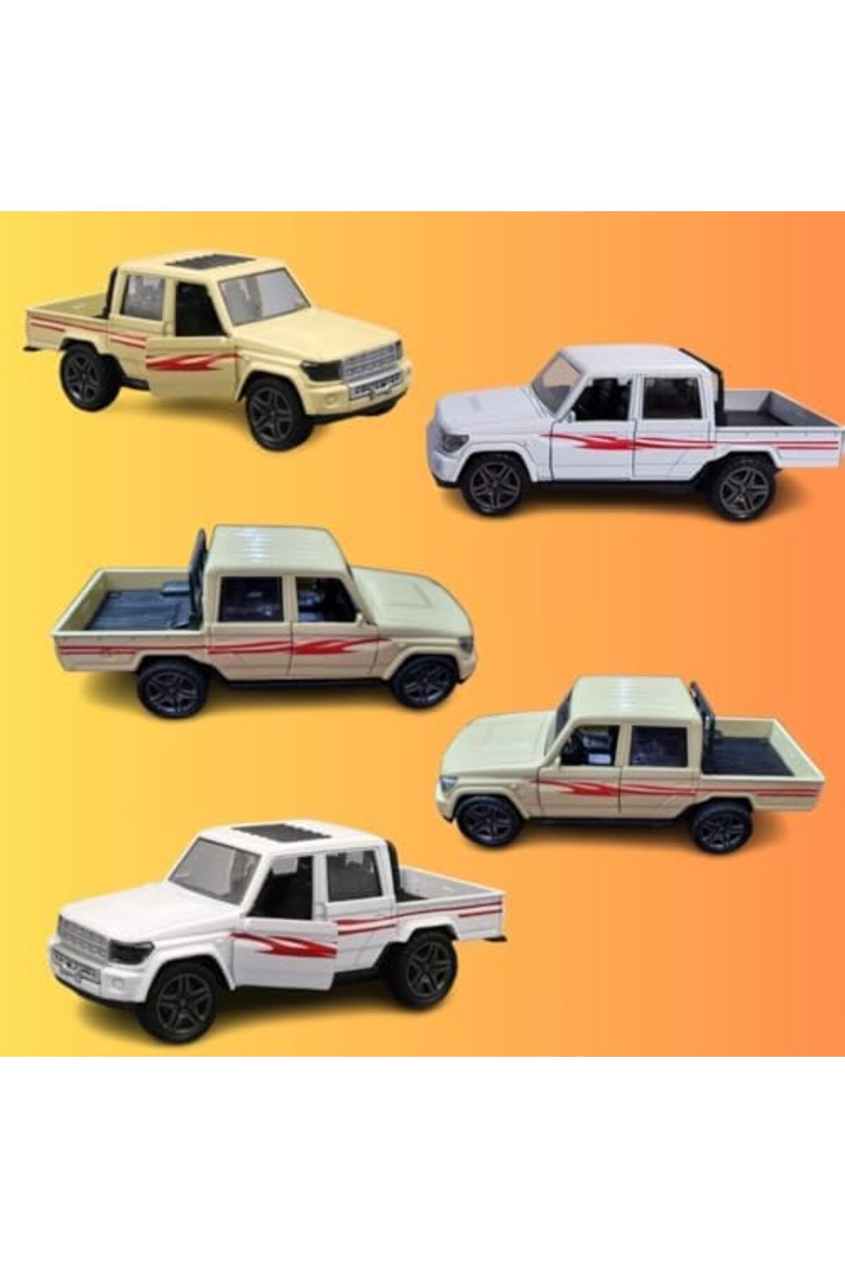 Generic-Mini Double Cabin Pickup Toy Car with Pull Back Action and Front Door Opening Durable Realistic Open 7