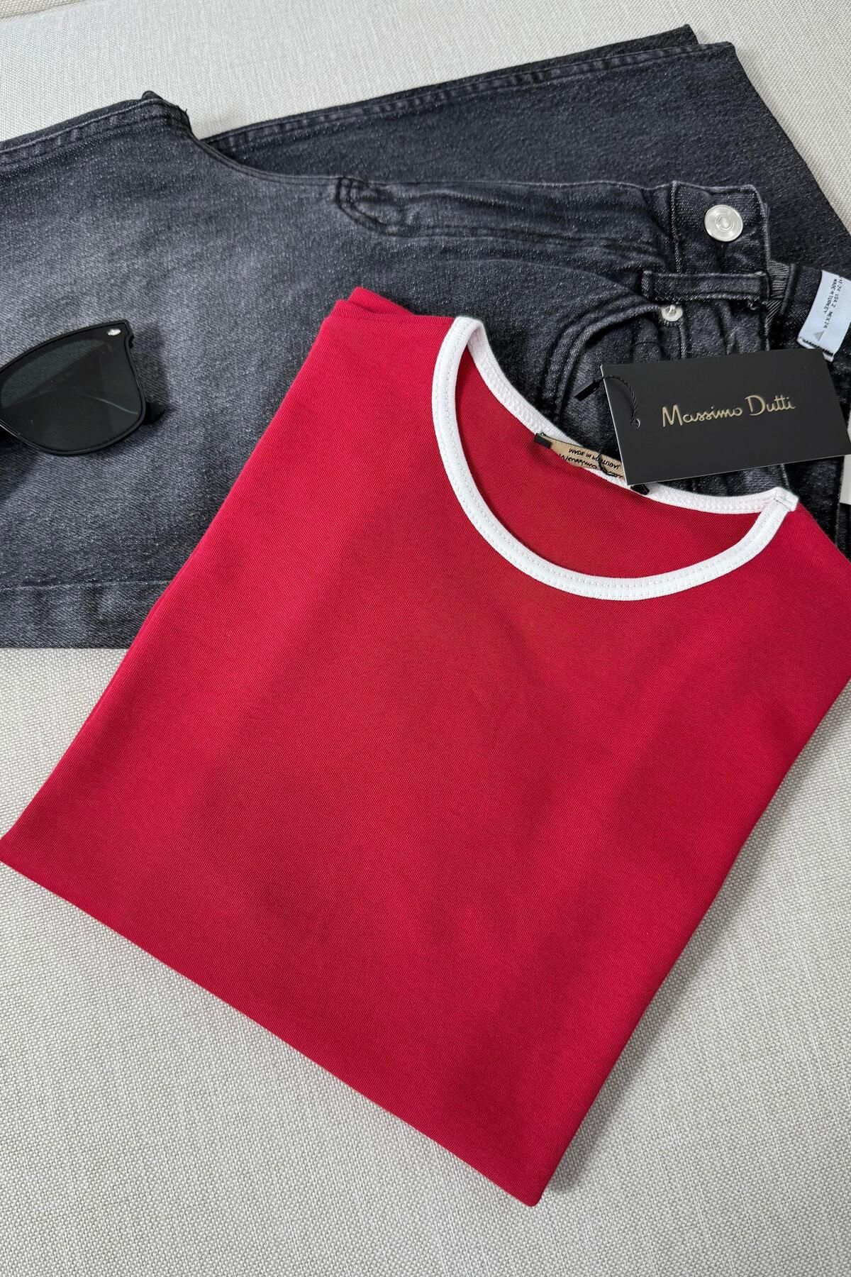 Butik Gardrop Marka Muadil Yakası Biye Detaylı Bluz Bordo