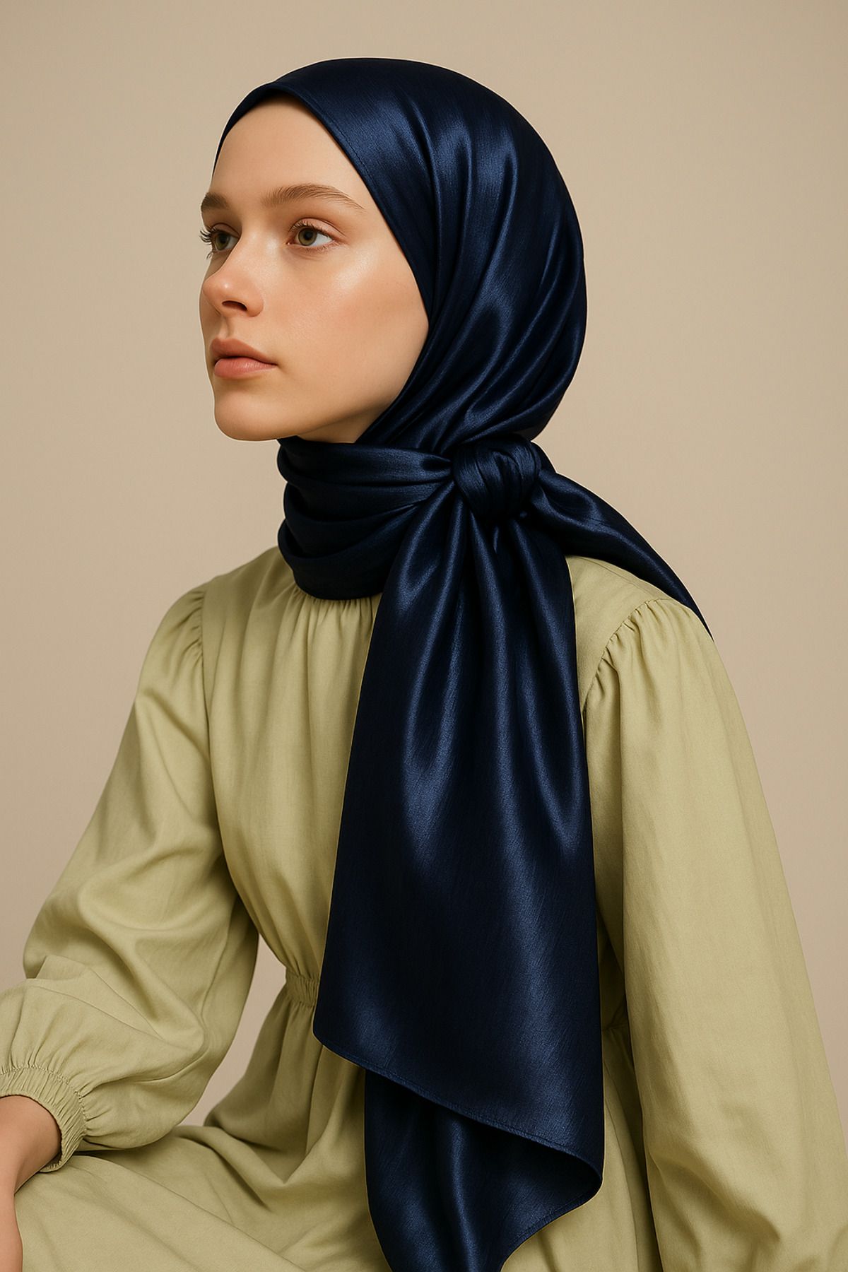 SEEMA Lacivert Janjan Şifon Şal