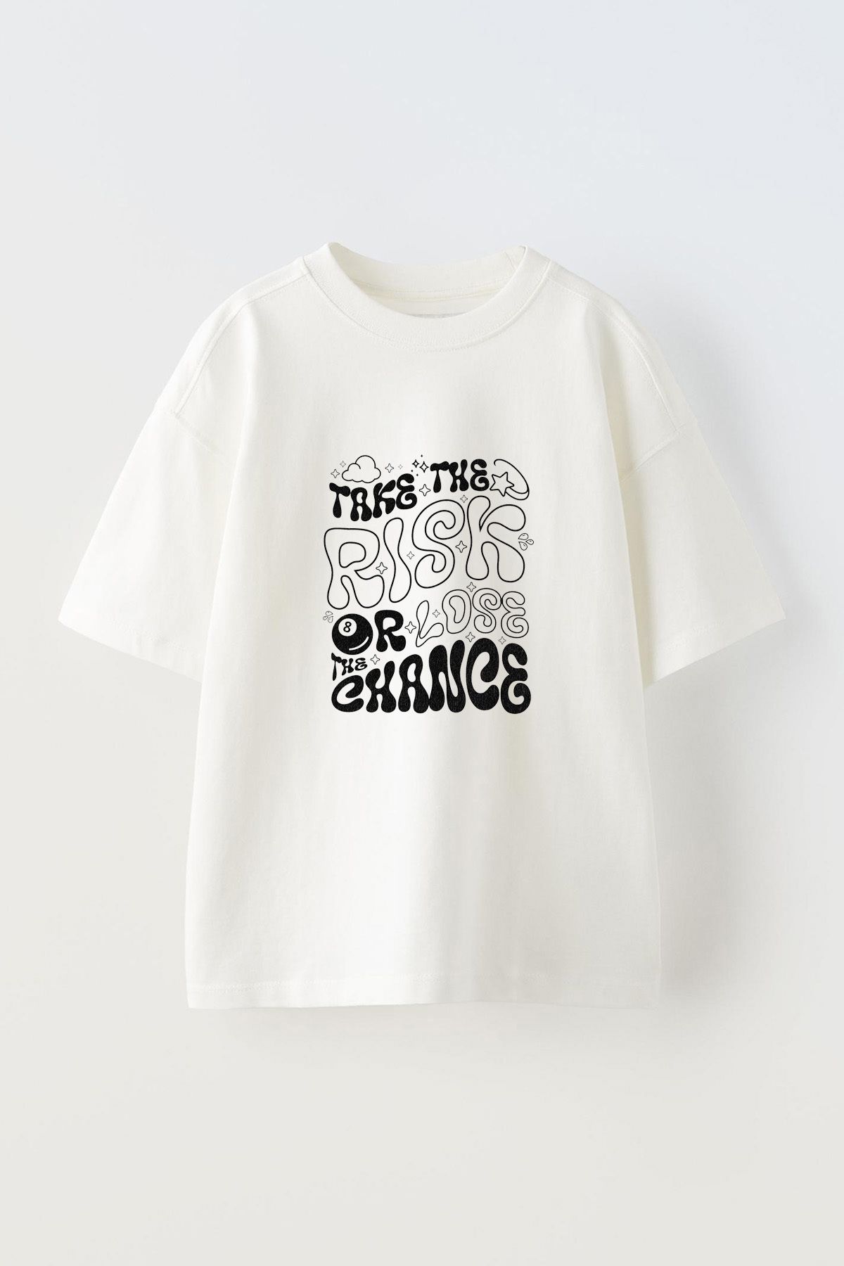 Anetos Take The Risk Ön Baskılı Pamuk Beyaz Oversize T-shirt