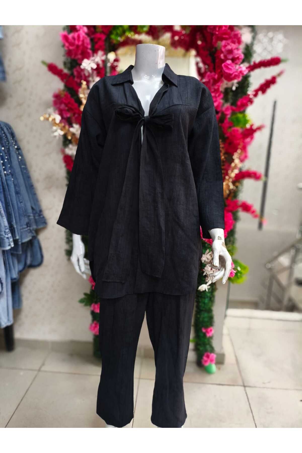 zeymiray çilek keten kumaş kimono takım