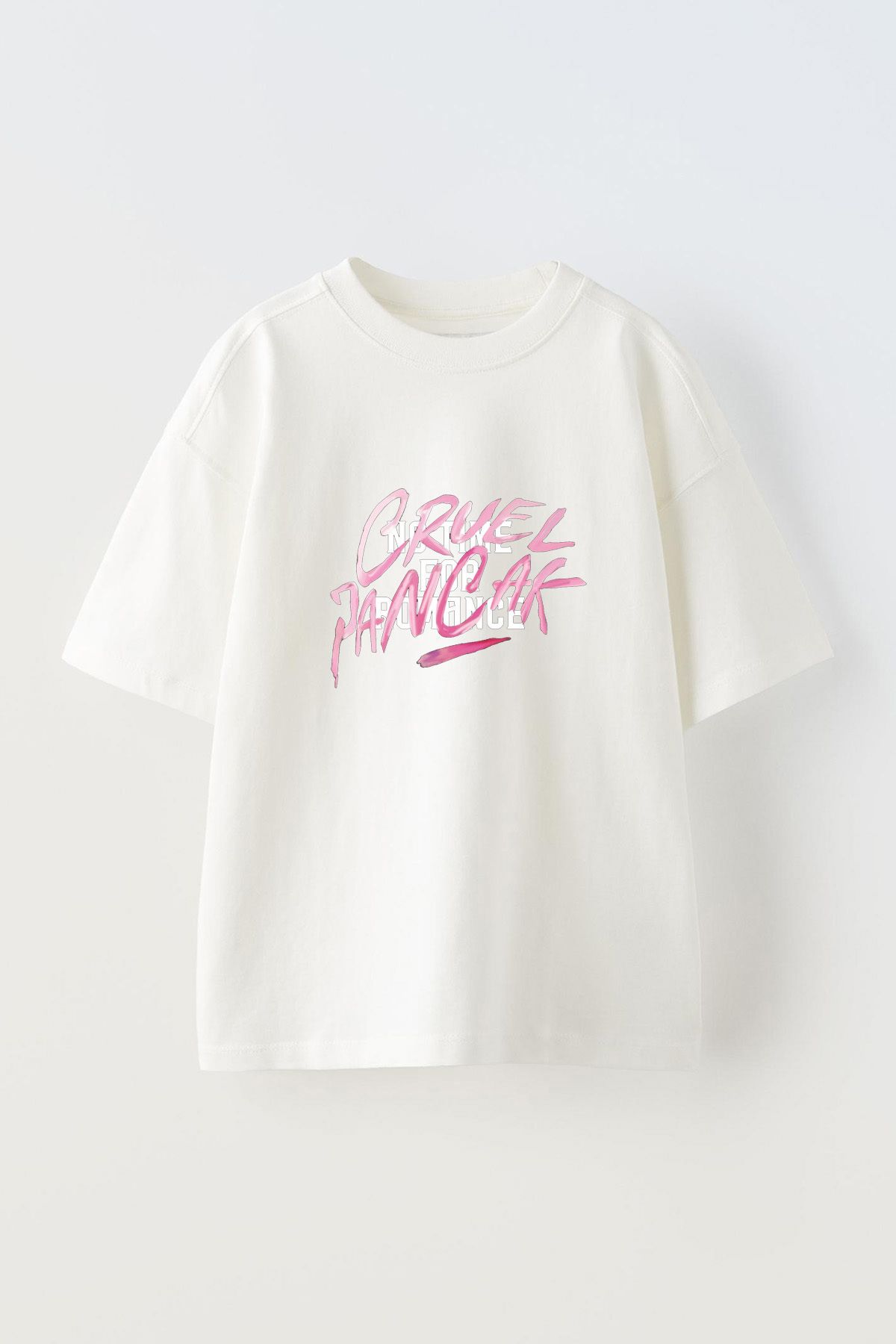 Anetos Crvel Jancak Ön Baskılı Pamuk Beyaz Oversize T-shirt
