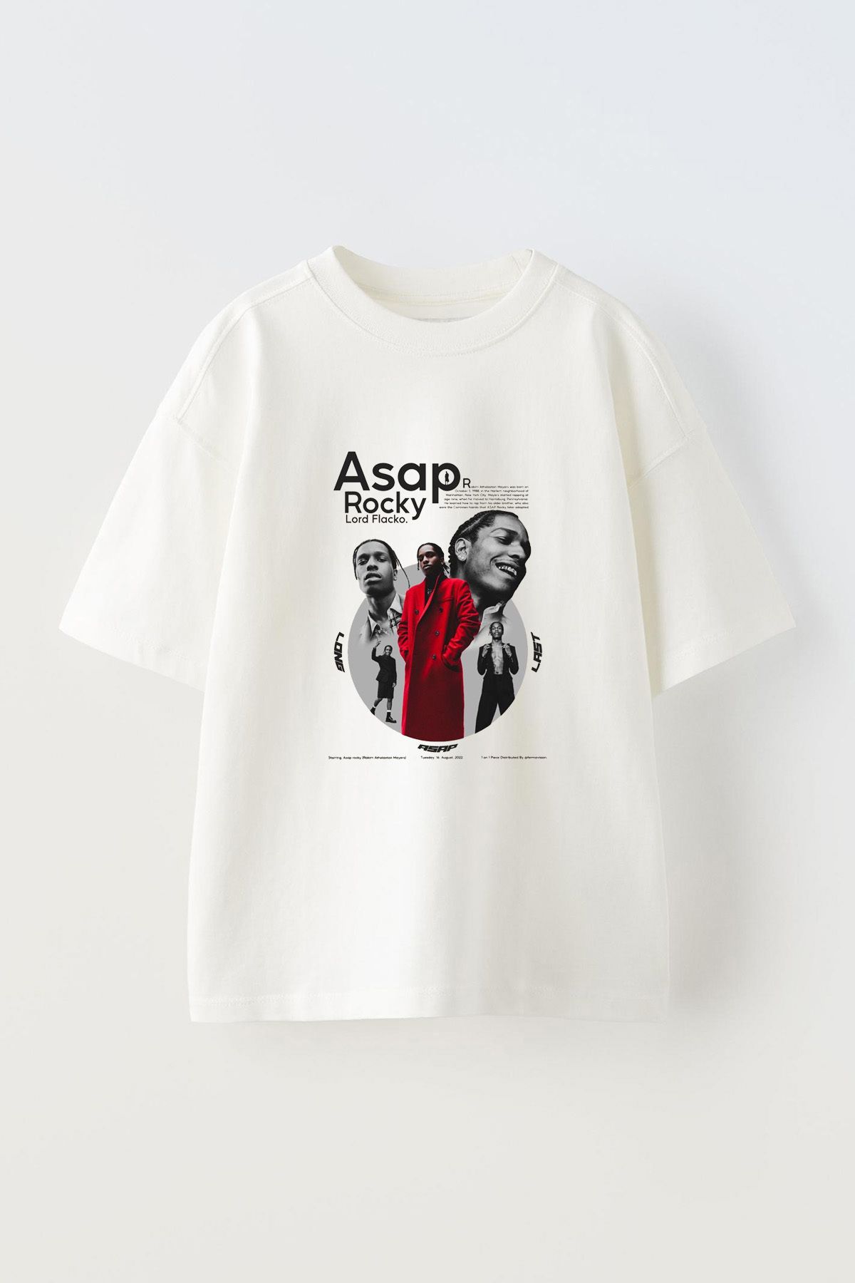 Anetos Asap Rocky Ön Baskılı Pamuk Beyaz Oversize T-shirt