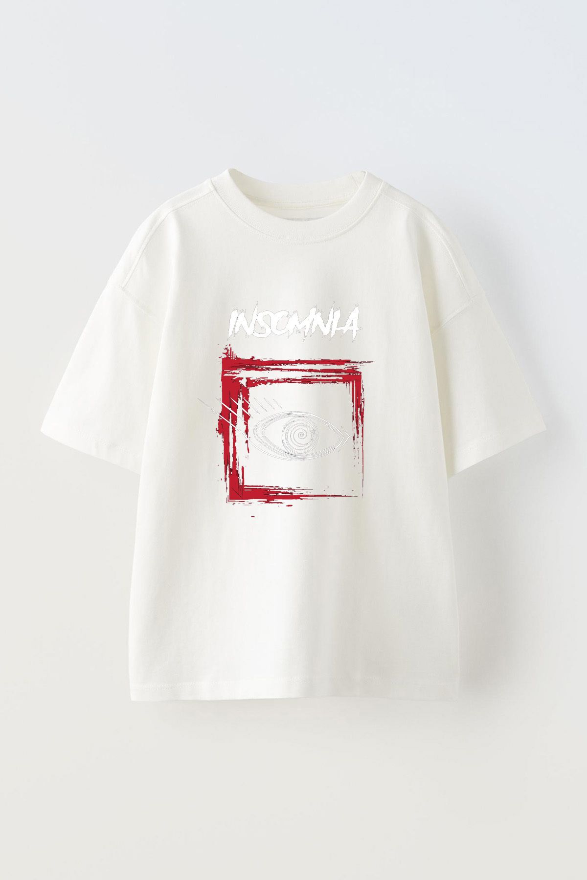 Anetos Inscmnla Eyes Ön Baskılı Pamuk Beyaz Oversize T-shirt