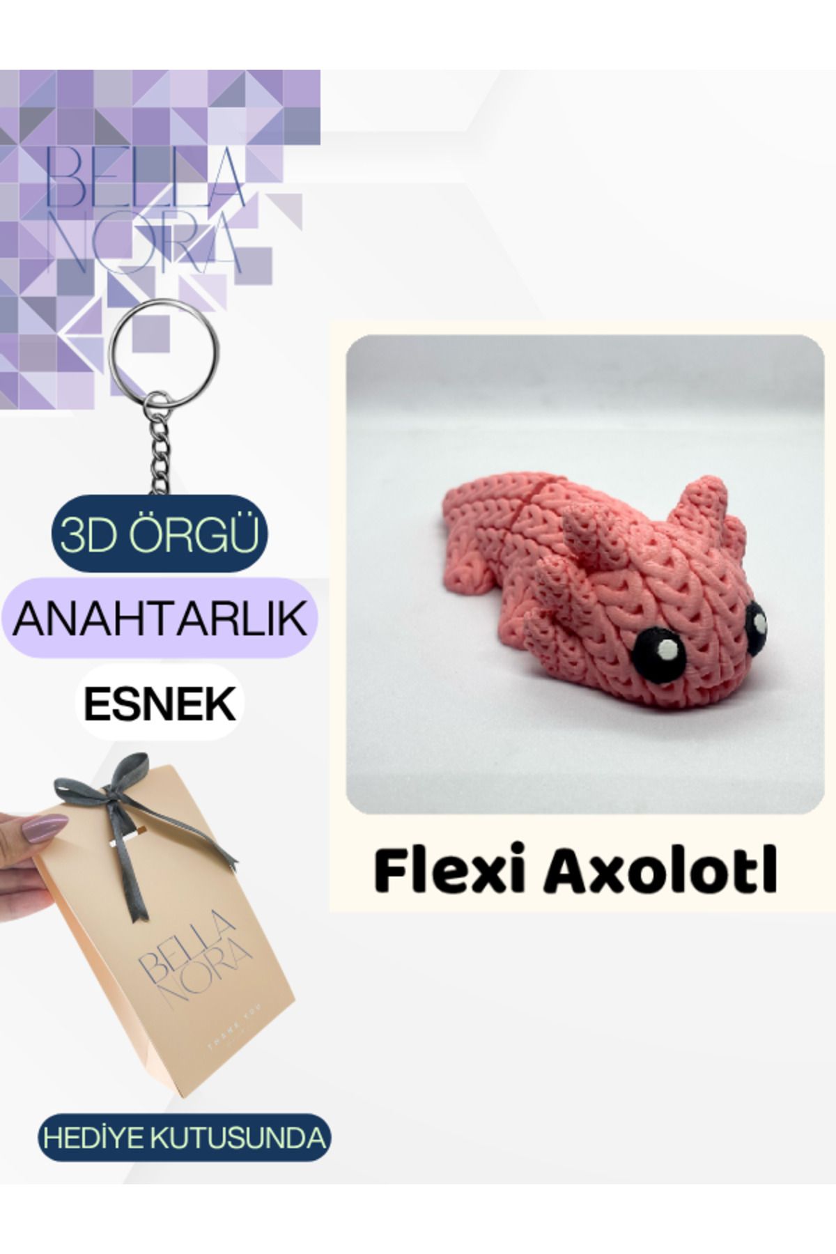 Bellanora Örgü Anahtarlık Sevilen Esneyebilir Sevimli Hayvanlar Amigurumi Çanta Süsü Özel Hediye Kutusunda