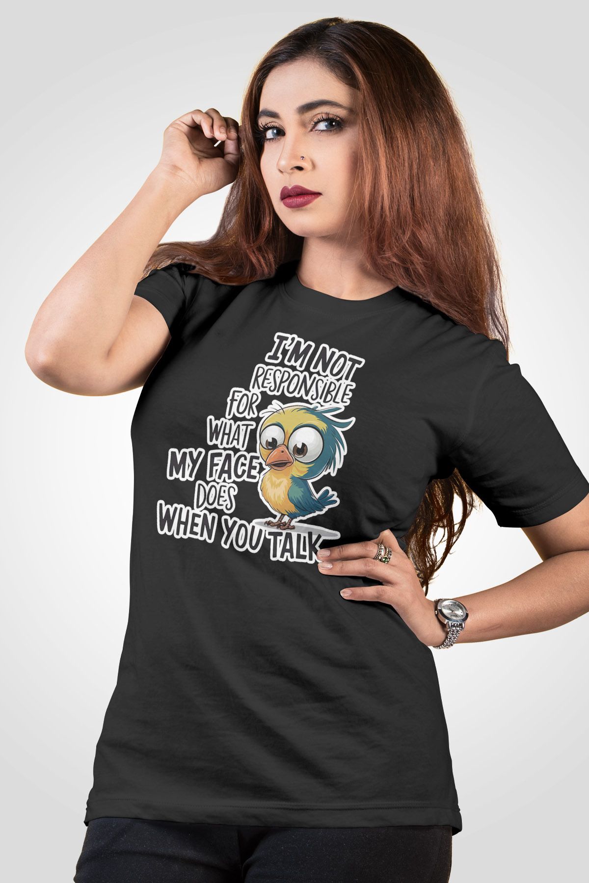 qoeuyl boutique I'M Not Responsıble For What Baskılı Unisex Regular Fit Pamuklu Siyah Tişört