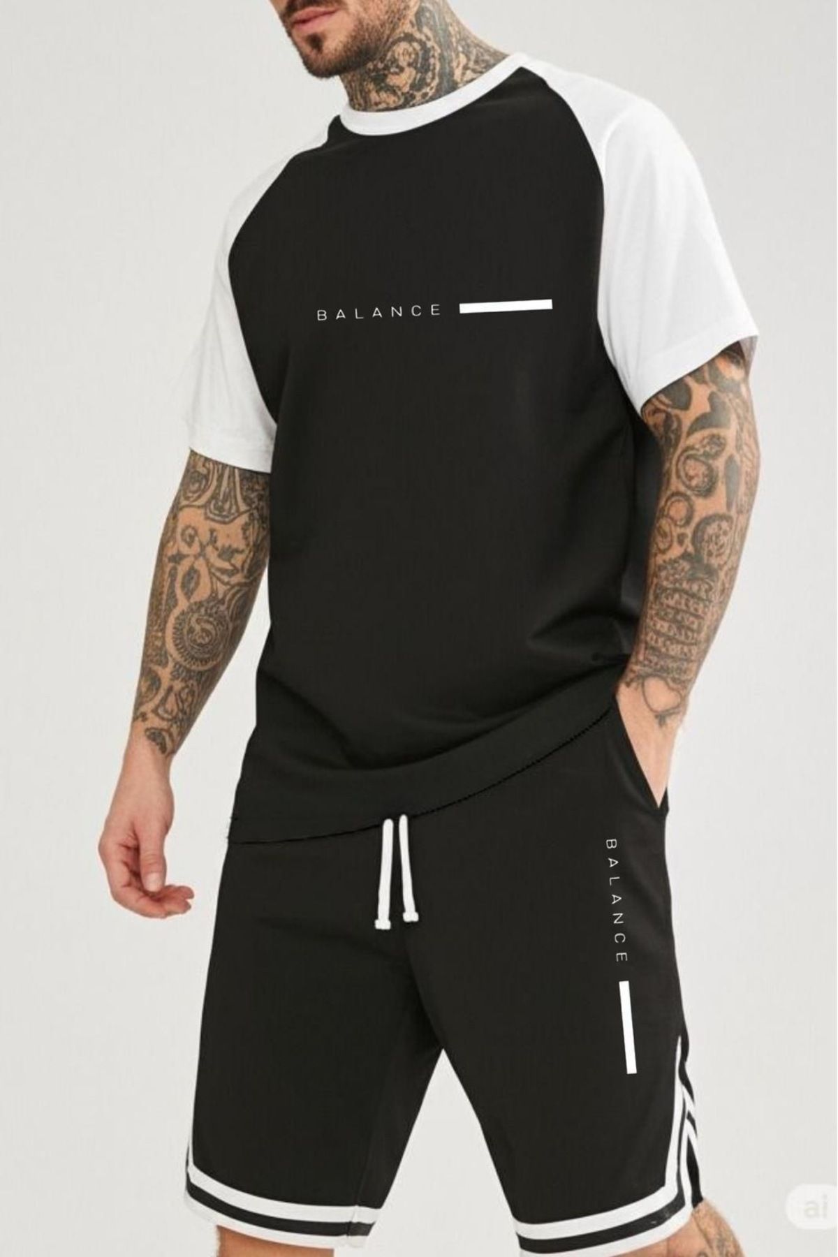 Shine Stone Reglan Kol Oversize Tshirt Extraforlu Şort Takım