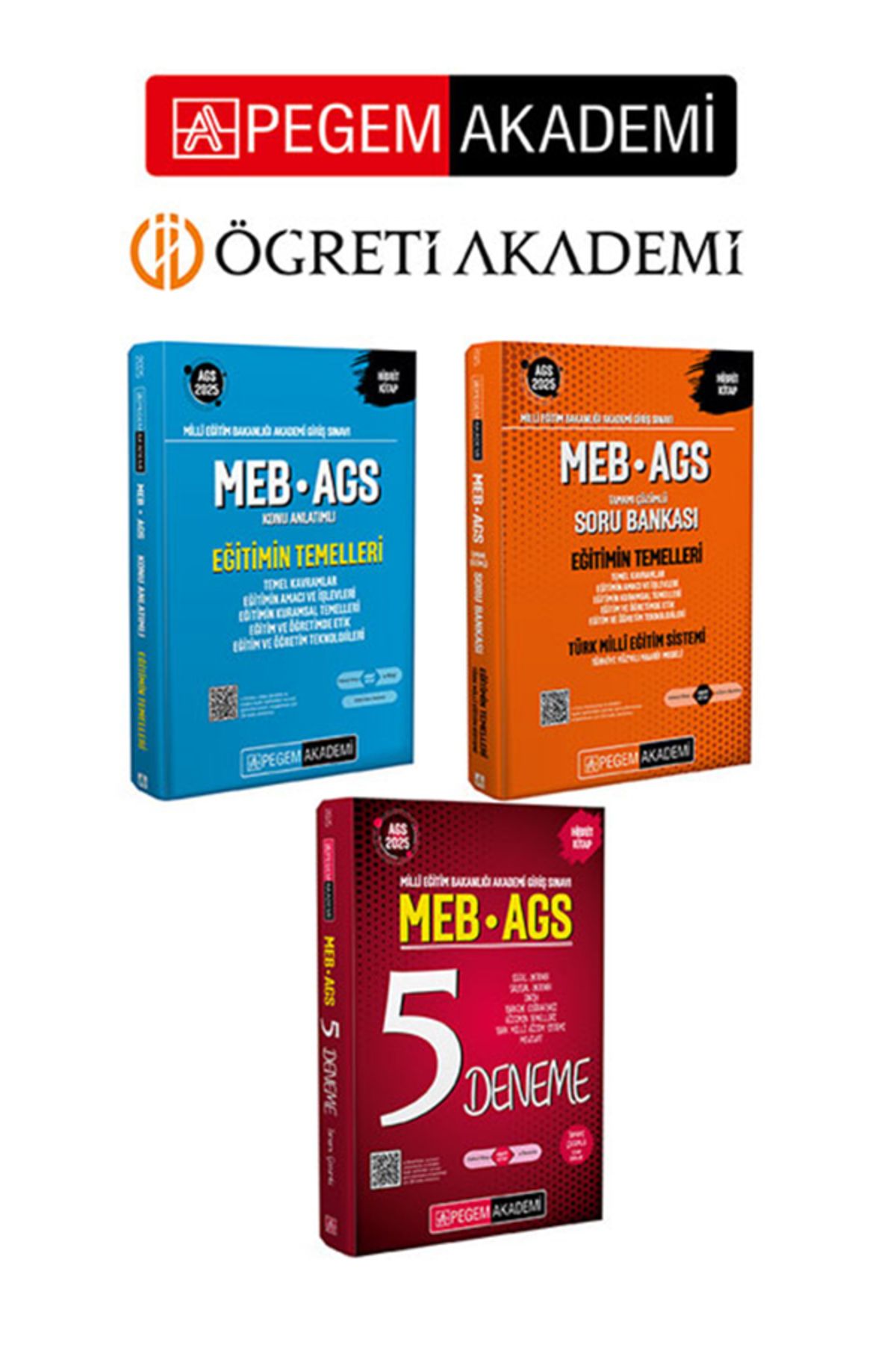 Pegem Akademi Yayıncılık PEGEM AKAEMİ 2025 MEB-AGS Eğitimin Temeller Soru Bankası ve 5 Deneme Seti