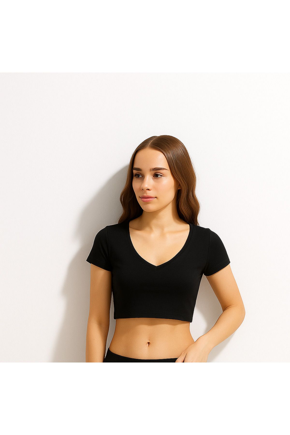 GAV20 V yaka Crop t-shırt