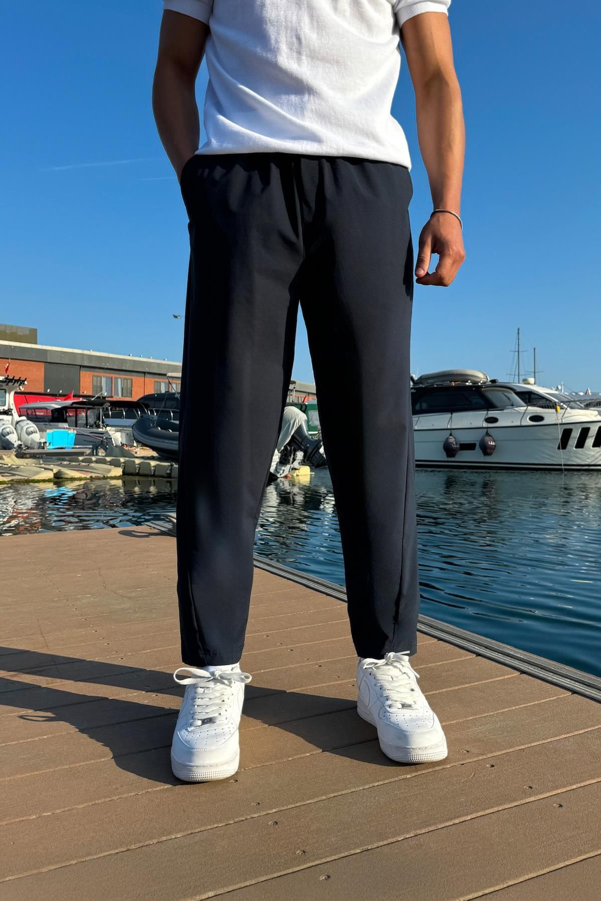 Flaw Wear Paraşüt Kumaş Boyfriend Kalıp Lacivert Pantolon