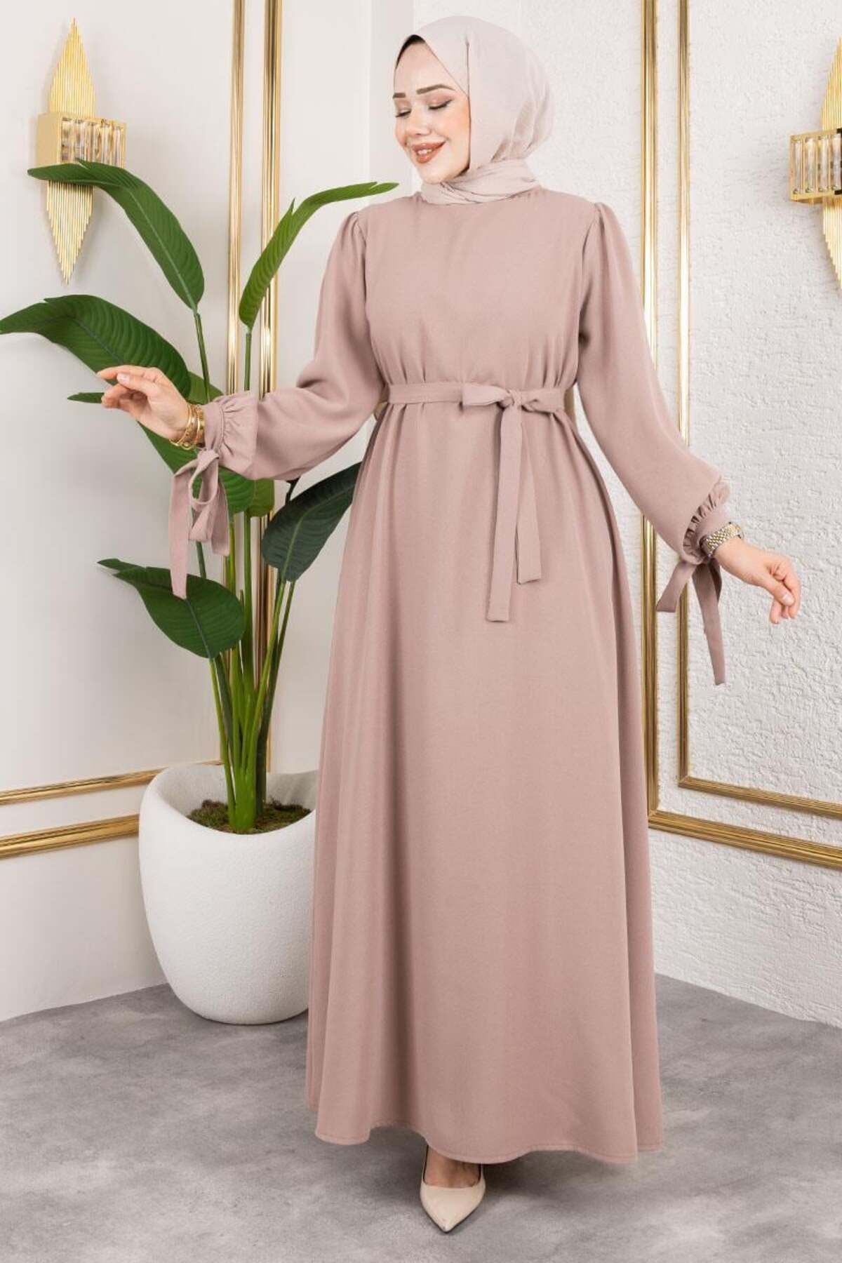 Mec Fashion Manşeti Bağcıklı Tesettür Elbise