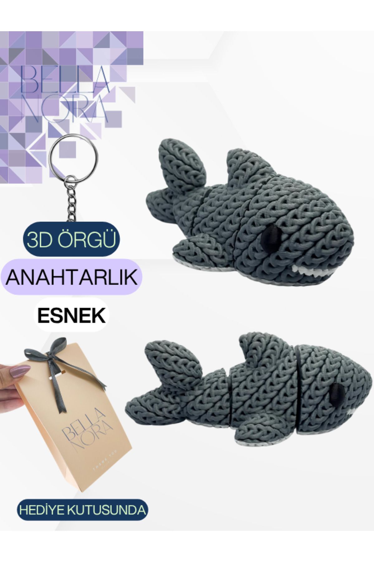 Bellanora Örgü Anahtarlık Sevilen Esneyebilir Sevimli Hayvanlar Amigurumi Çanta Süsü Özel Hediye Kutusunda