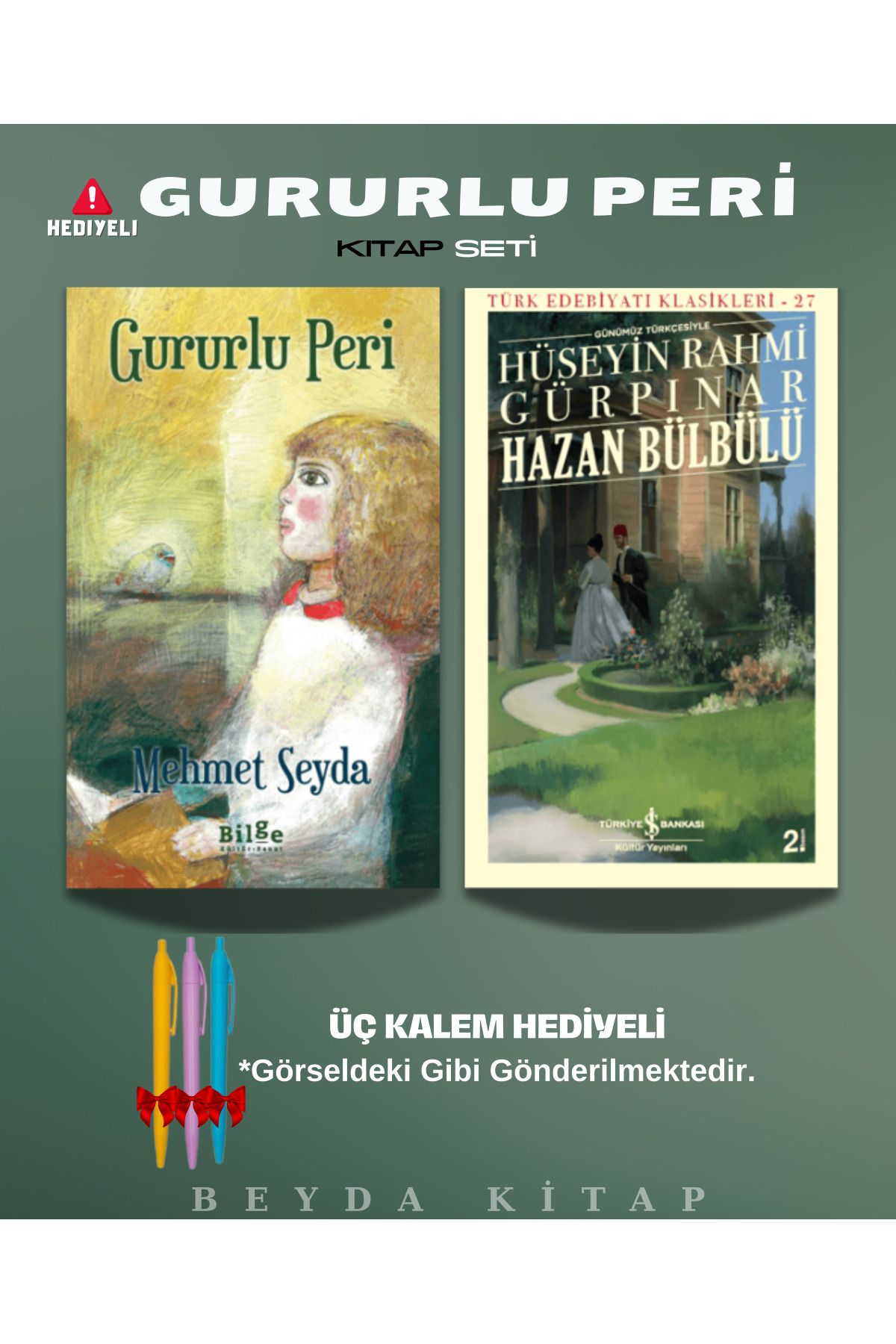 Bilge Kültür Sanat Gururlu Peri - Hazan Bülbülü - Mehmet Seyda - Kitap Seti - Kalem Hediyeli