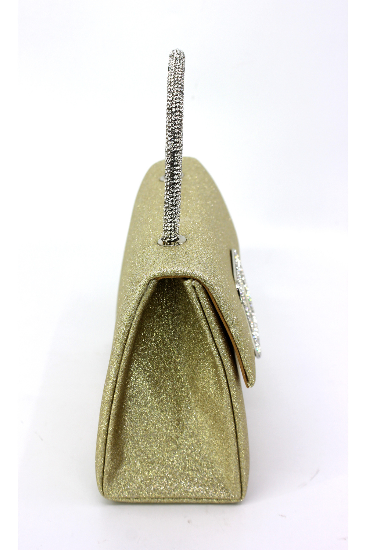 Çanta Sepetim-Women's Silver Silvery Stone Buckle Detailed Portfolio Stone Handle Evening Dress Bag 4