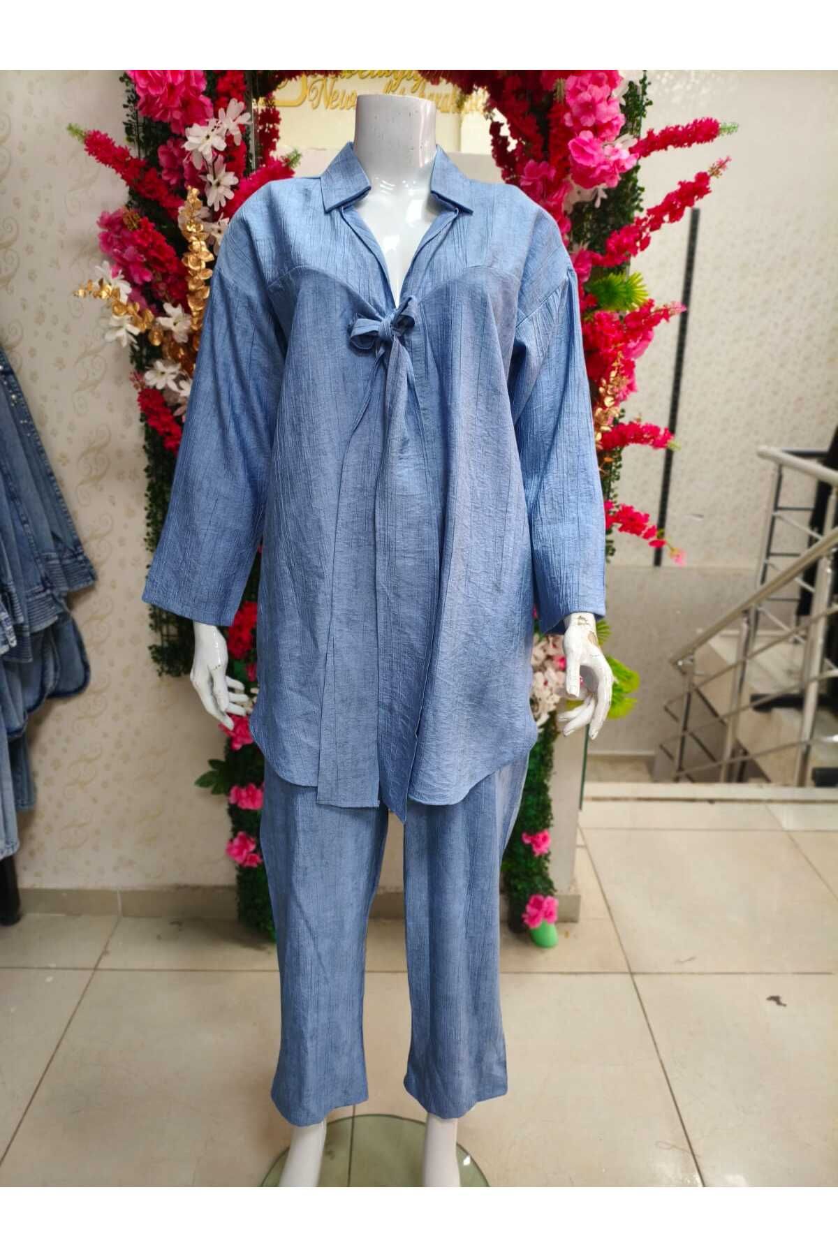 zeymiray çilek keten kumaş kimono takım