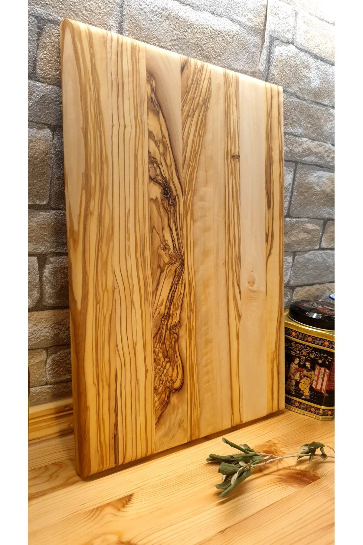 F&S WoodArt Edremit Zeytin Ağacı 40 X 27,5 Cm Büyük Boy Kesme Tahtası Sunum Et Ekmek Sebze Doğrama Tahtası