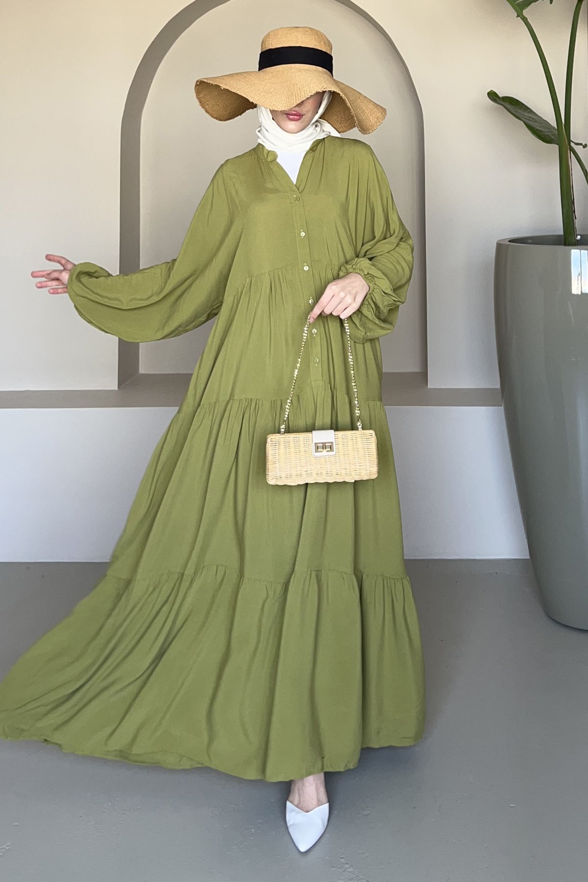 Saklı Butik Nurane Yarım Düğmeli Bohem Elbise