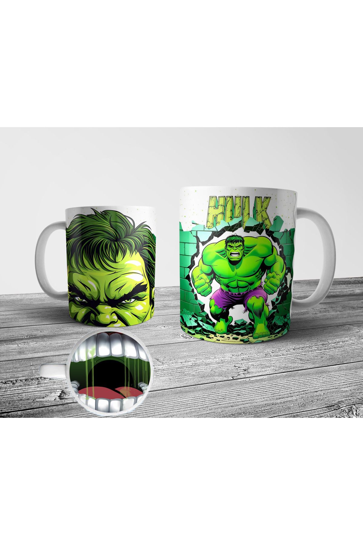 Pixxa Hulk Marvel Alt Tabanı Ağız Tasarımlı Kupa Bardak