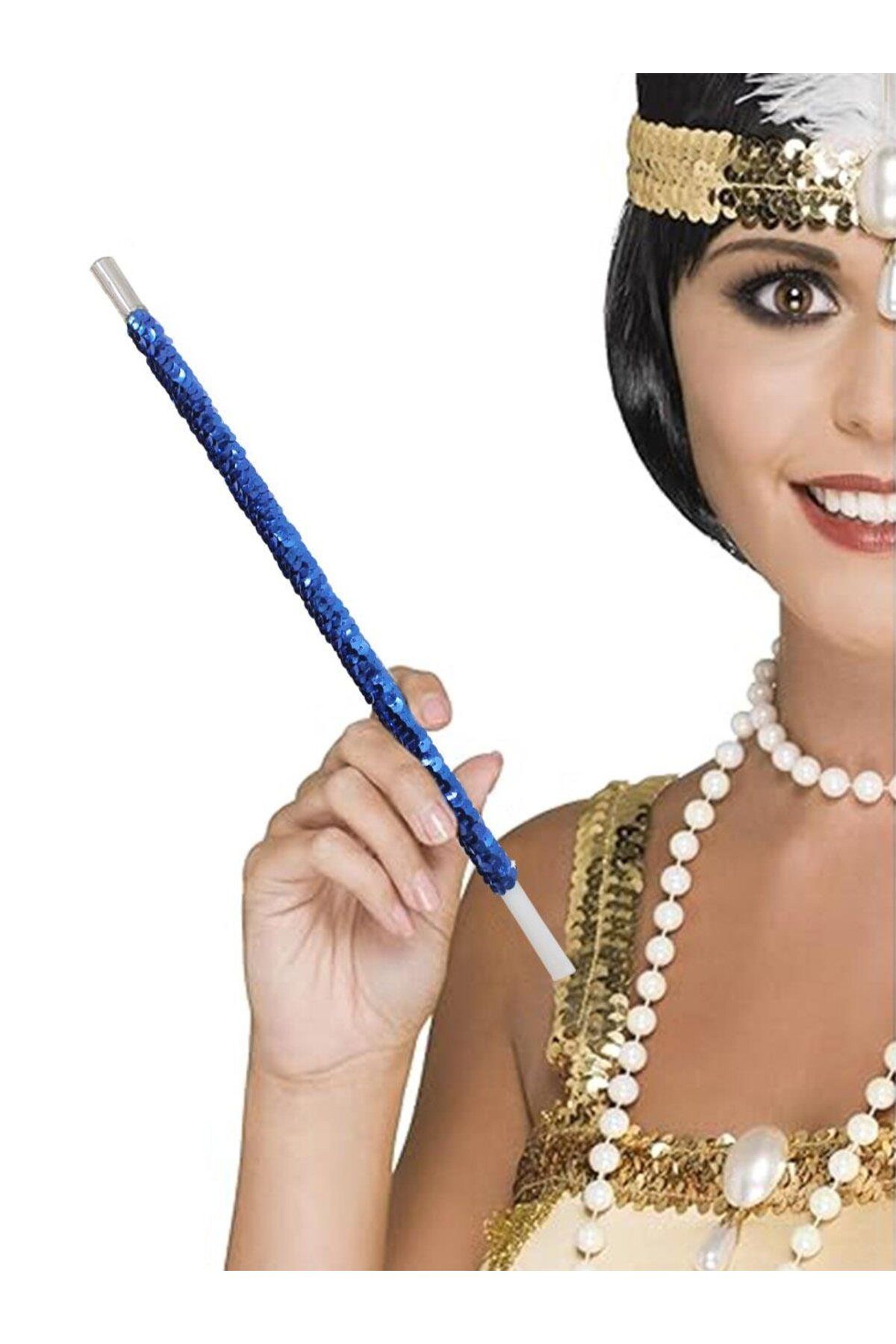 Parti Adresi Gatsby Vintage Konsept Bekarlığa Veda Parti Aksesuarı Pullu Sigaralık Mavi
