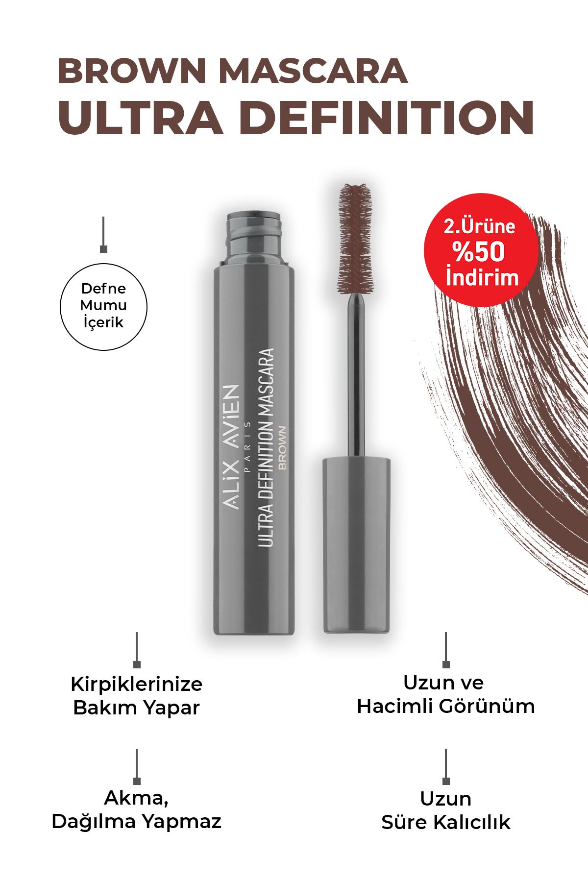 Dolgun Kirpik, Kıvrım Ve Hacim Verici Kalıcı Etkili Kahverengi Maskara-ultra Definiton Mascara Brown