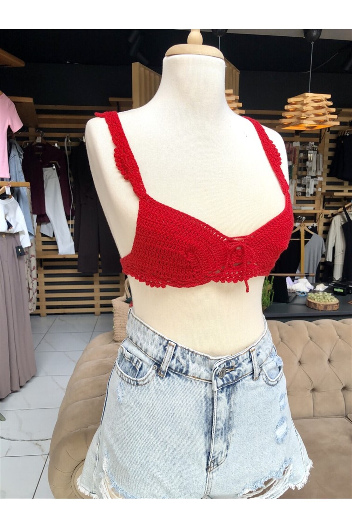 Gözde Tasarım Butik-Women's Design Motif Crochet Handmade Knitted Bustier Bikini Bralet 2