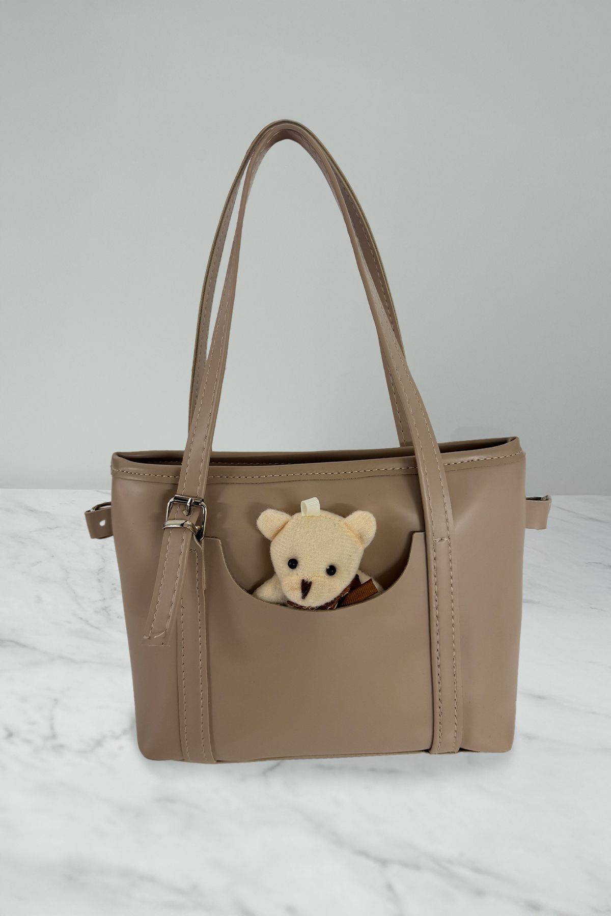 CAN BAG STORE Fermuarlı Kadın Omuz Çantası Ayıcık Hediyeli