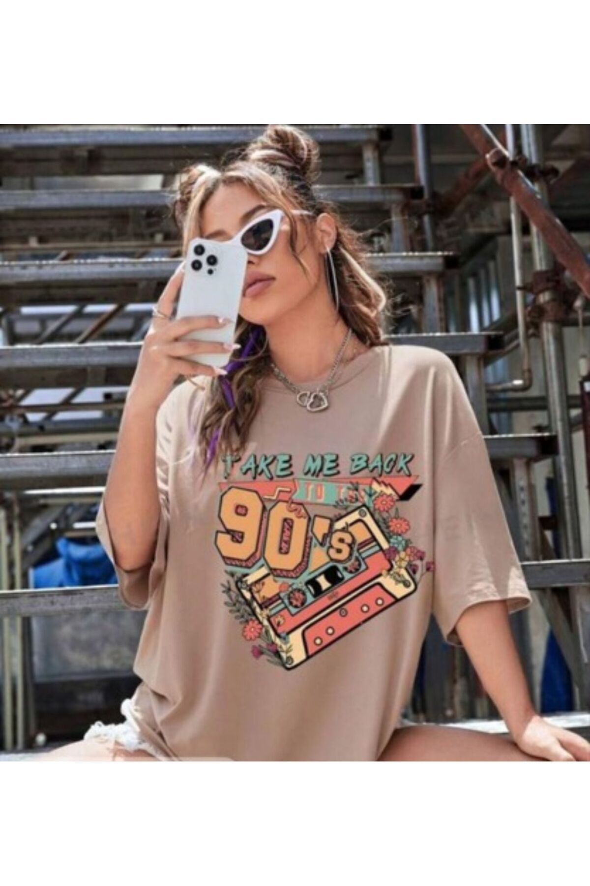 Perodia Bej KASET Baskılı T-shirt