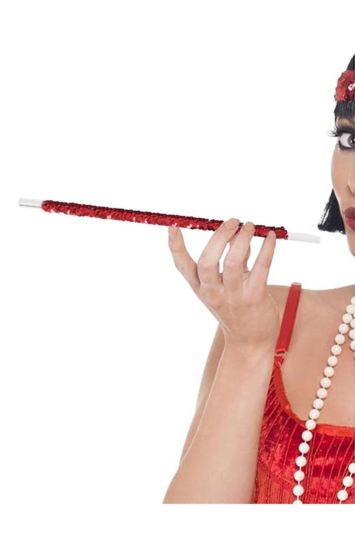 Parti Adresi Gatsby Vintage Konsept Bekarlığa Veda Parti Aksesuarı Pullu Sigaralık Kırmızı