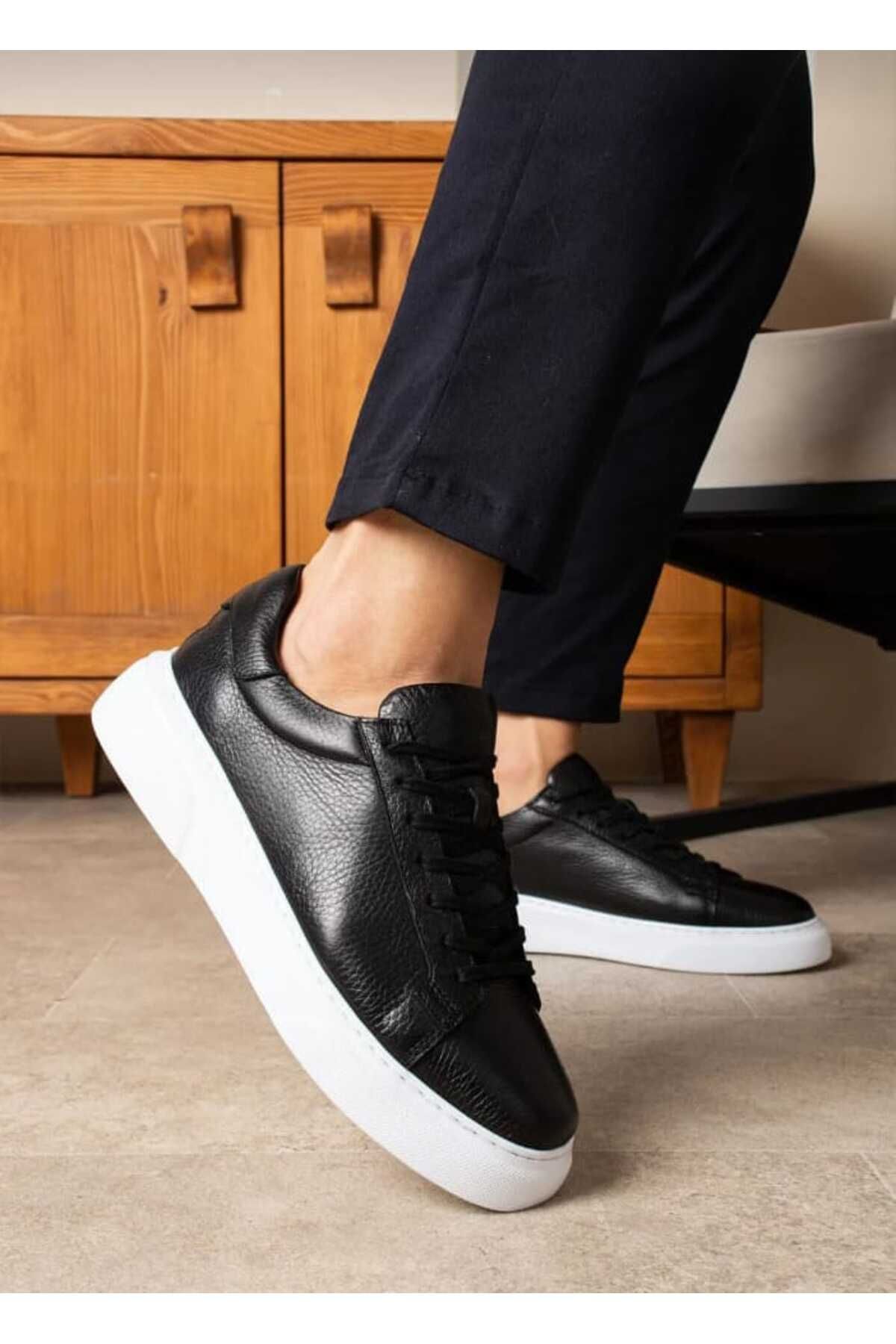 WITH EVERY STEP Tomy Erkek Deri Sneaker Ayakkabı Siyaha Beyaz GARANTİLİ ÜRÜN