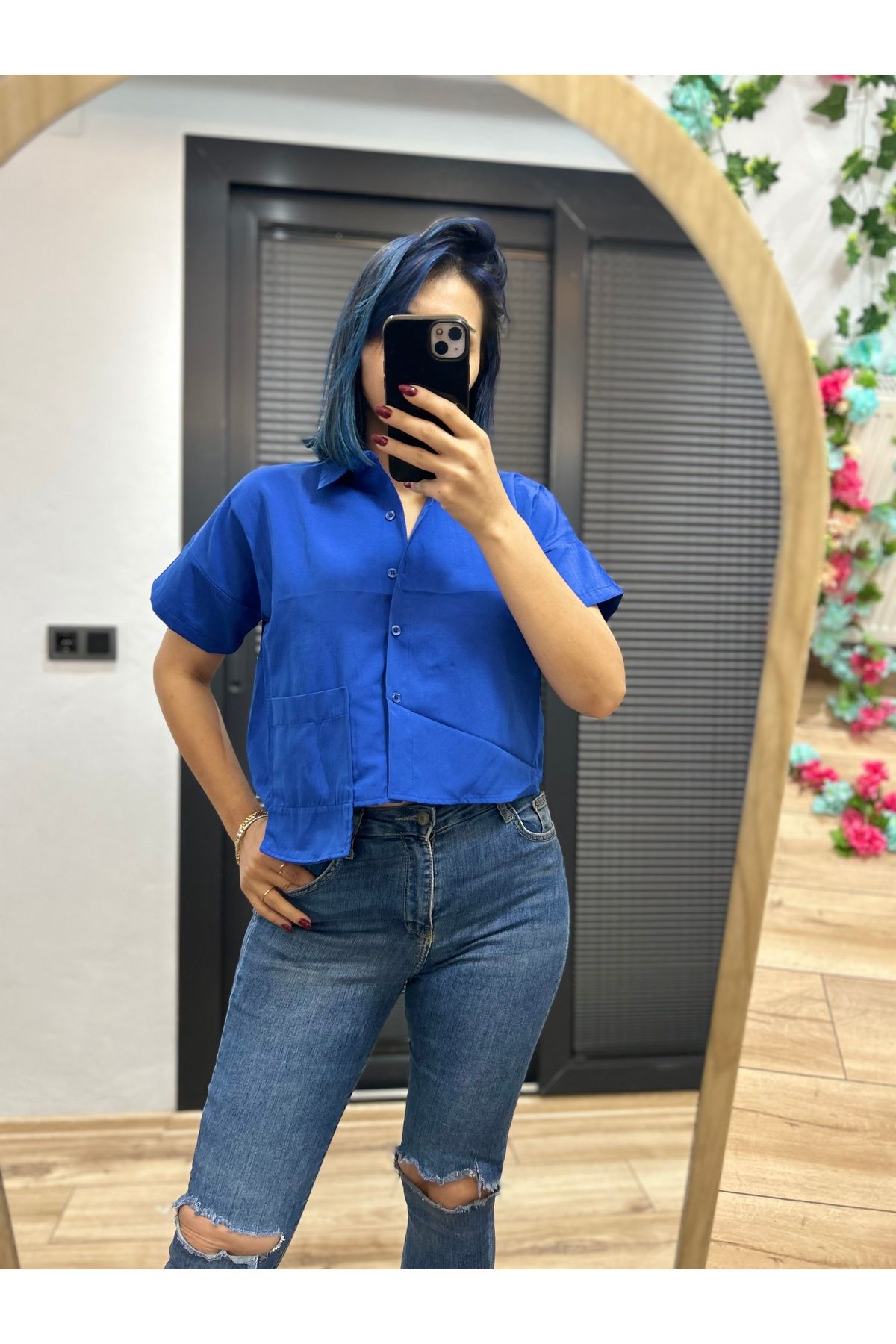 Butik Kadın kısa kollu oversize gömlek