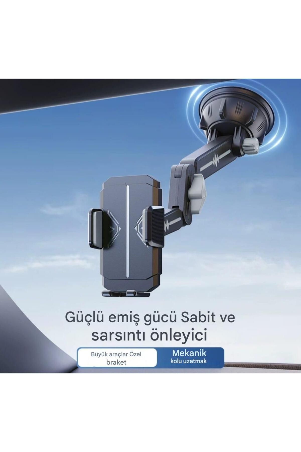 Asfal Büyük Araç Telefon Tutacağı Uzun Kollu 360 Dönen Kepçe, Vinç, Tır, Otobüs, Kamyon Telefon Tutucu