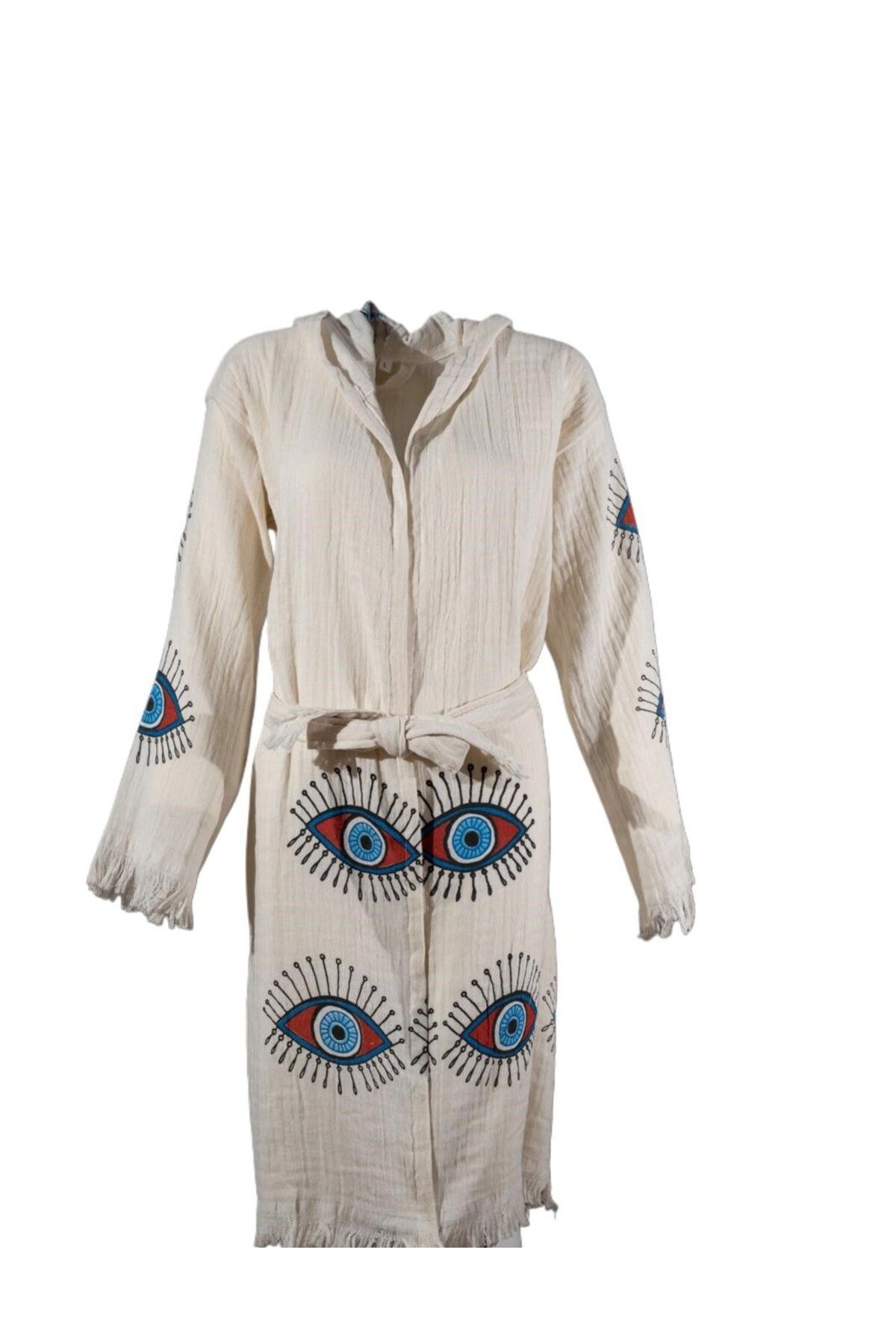 Batu Tasarım Pamuk Müslin Baskılı Bornoz Kimono