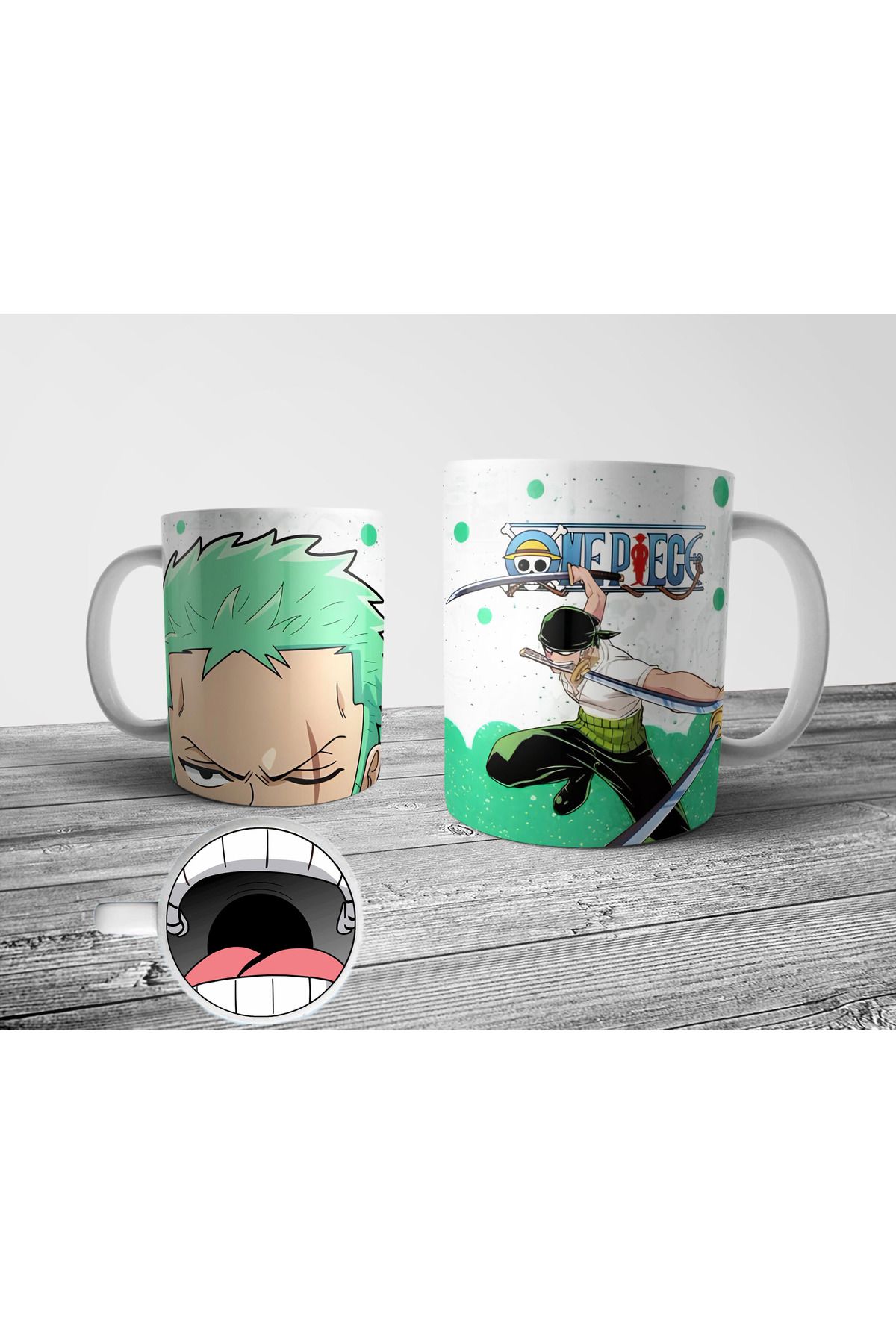 Pixxa One Piece Zoro Alt Tabanı Ağız Tasarımlı Kupa Bardak
